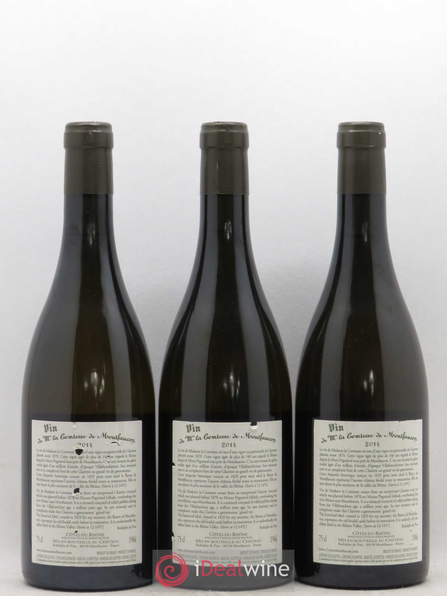 Côtes-du-Rhône Château de Montfaucon (sans prix de réserve) 2014 - Posten von 3 Flaschen - 1