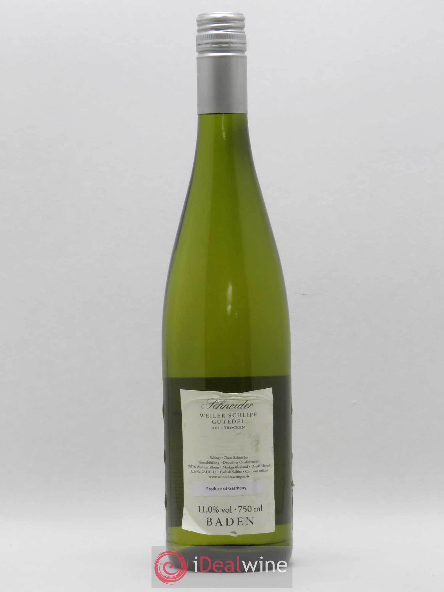 Divers Allemagne Trocken Schneider Weiller Schlipf Gutedel Baden (sans prix de réserve) 2011 - Posten von 1 Flasche - 1