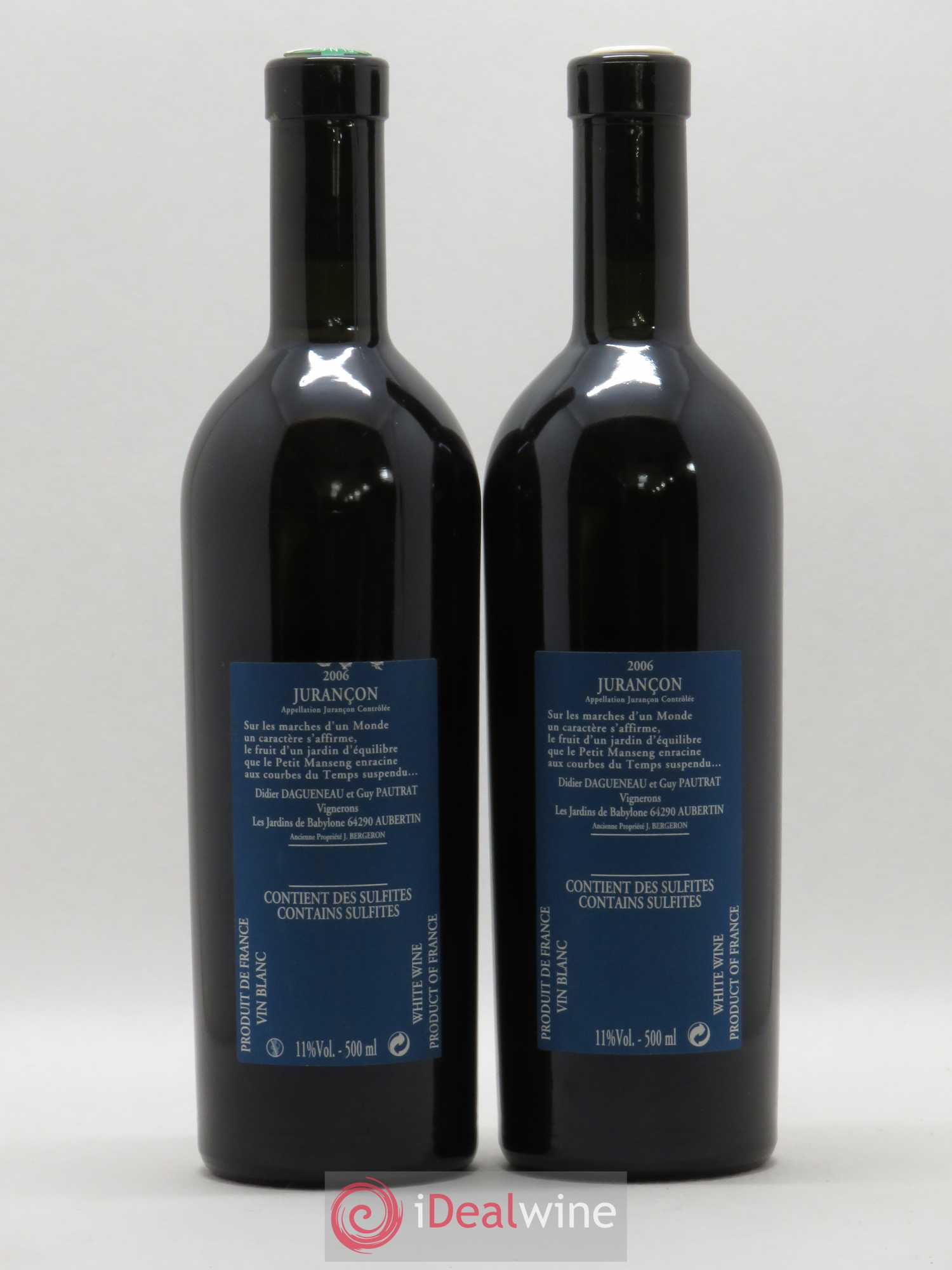 Vin de France (anciennement Jurançon) Jardins de Babylone Didier Dagueneau 50cl (senza prezzo di riserva) 2006 - Lotto di 2 bottiglie - 1