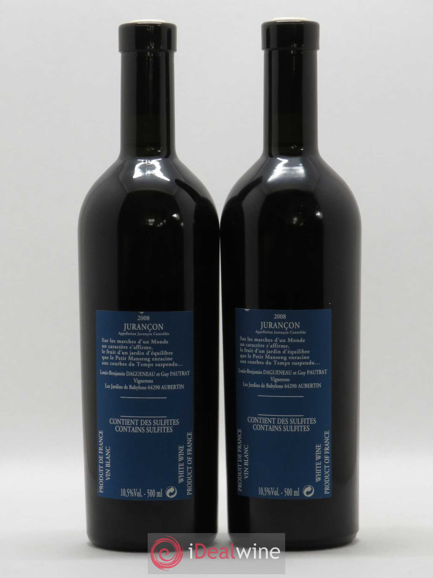 Vin de France (anciennement Jurançon) Jardins de Babylone Didier Dagueneau 50cl (senza prezzo di riserva) 2008 - Lotto di 2 bottiglie - 1
