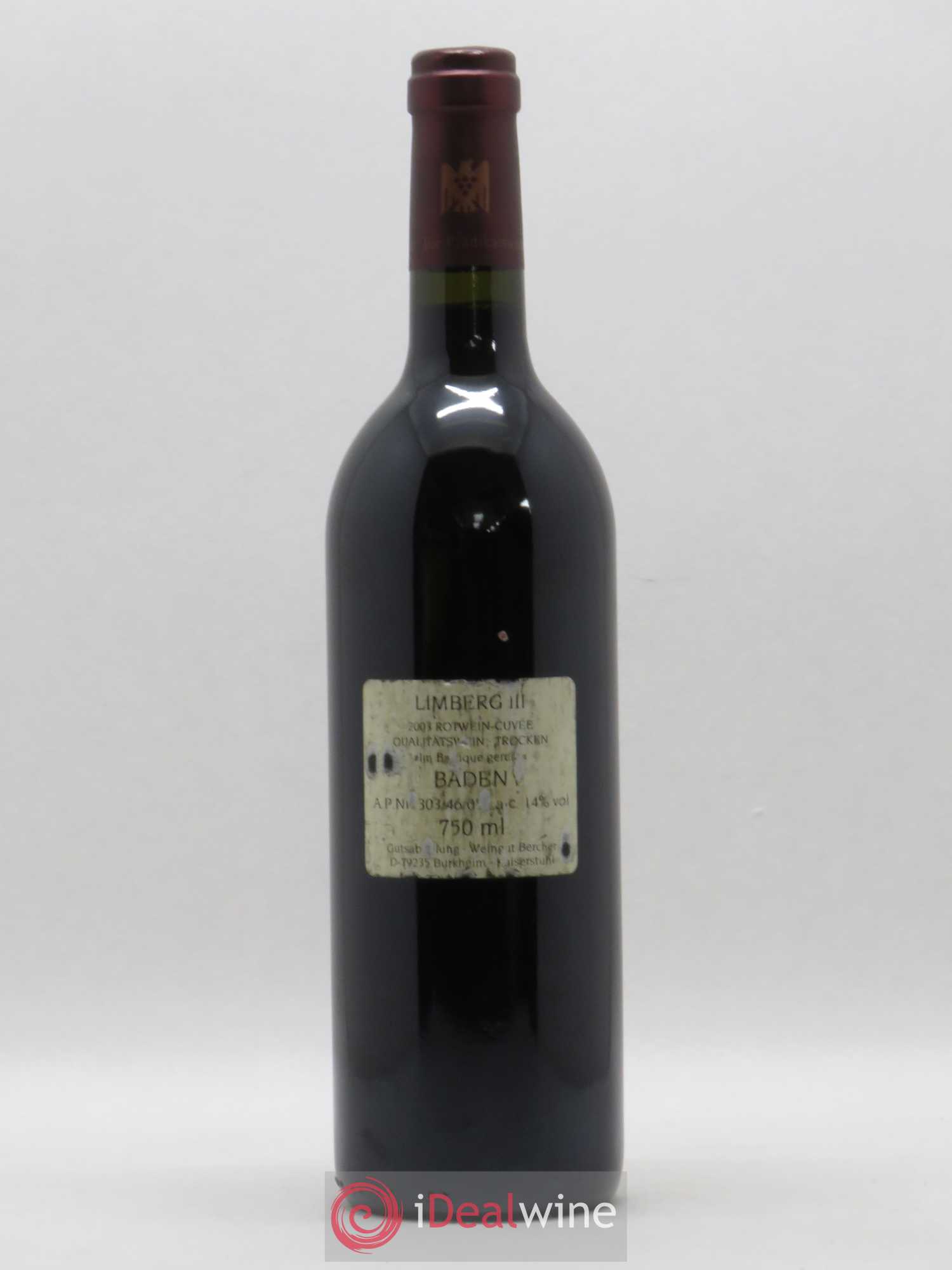 Allemagne Trocken  Kaiserstuhl Weingut Bercher Burkheim Limberg III  (sans prix de réserve) 2003 - Lot de 1 bouteille - 1
