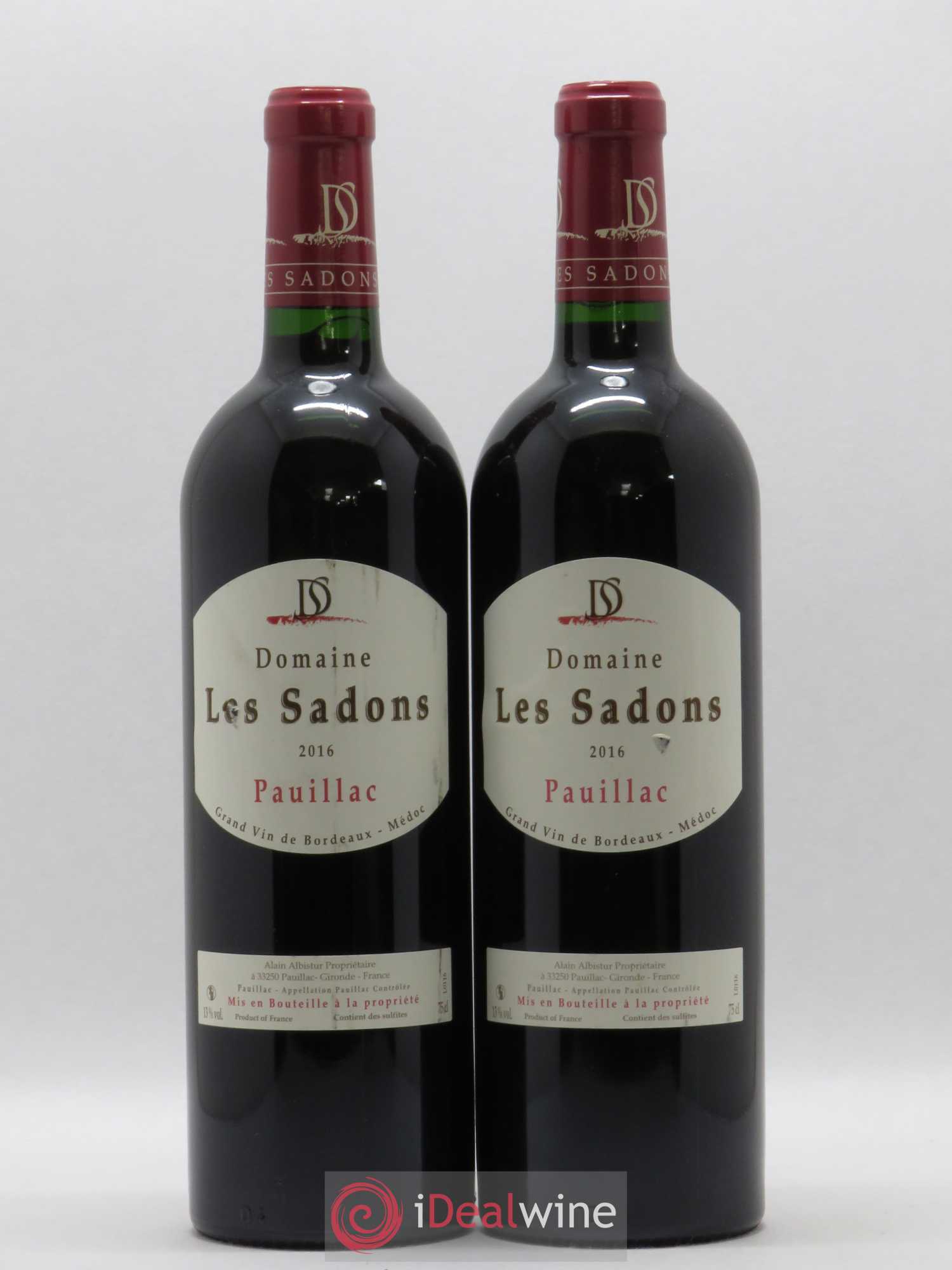 Pauillac Domaine Les Sadons (sans prix de réserve) 2016 - Posten von 5 Flaschen - 2