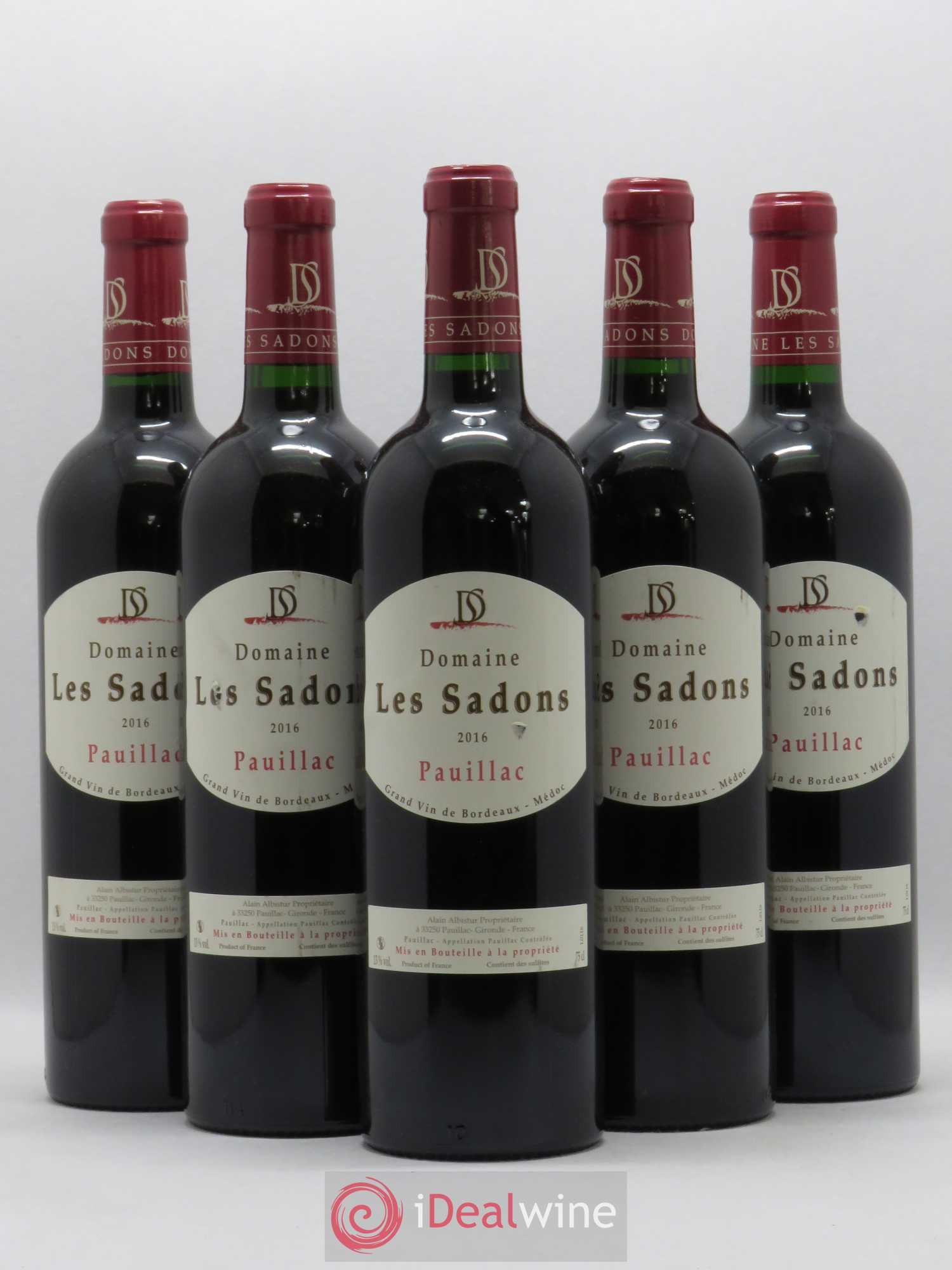 Pauillac Domaine Les Sadons (sans prix de réserve) 2016 - Posten von 5 Flaschen - 0