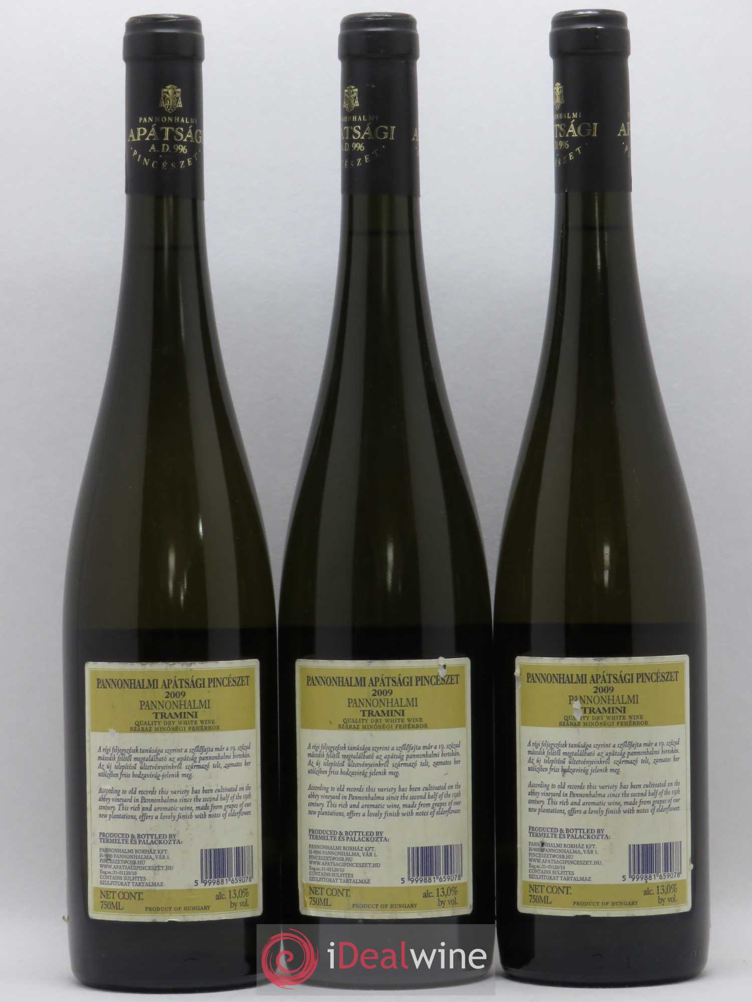 Hongrie Pannohalmi Apatsagi Pinceszet Tramini Szaraz Minösegi Feherbor (sans prix de réserve) 2009 - Posten von 3 Flaschen - 1