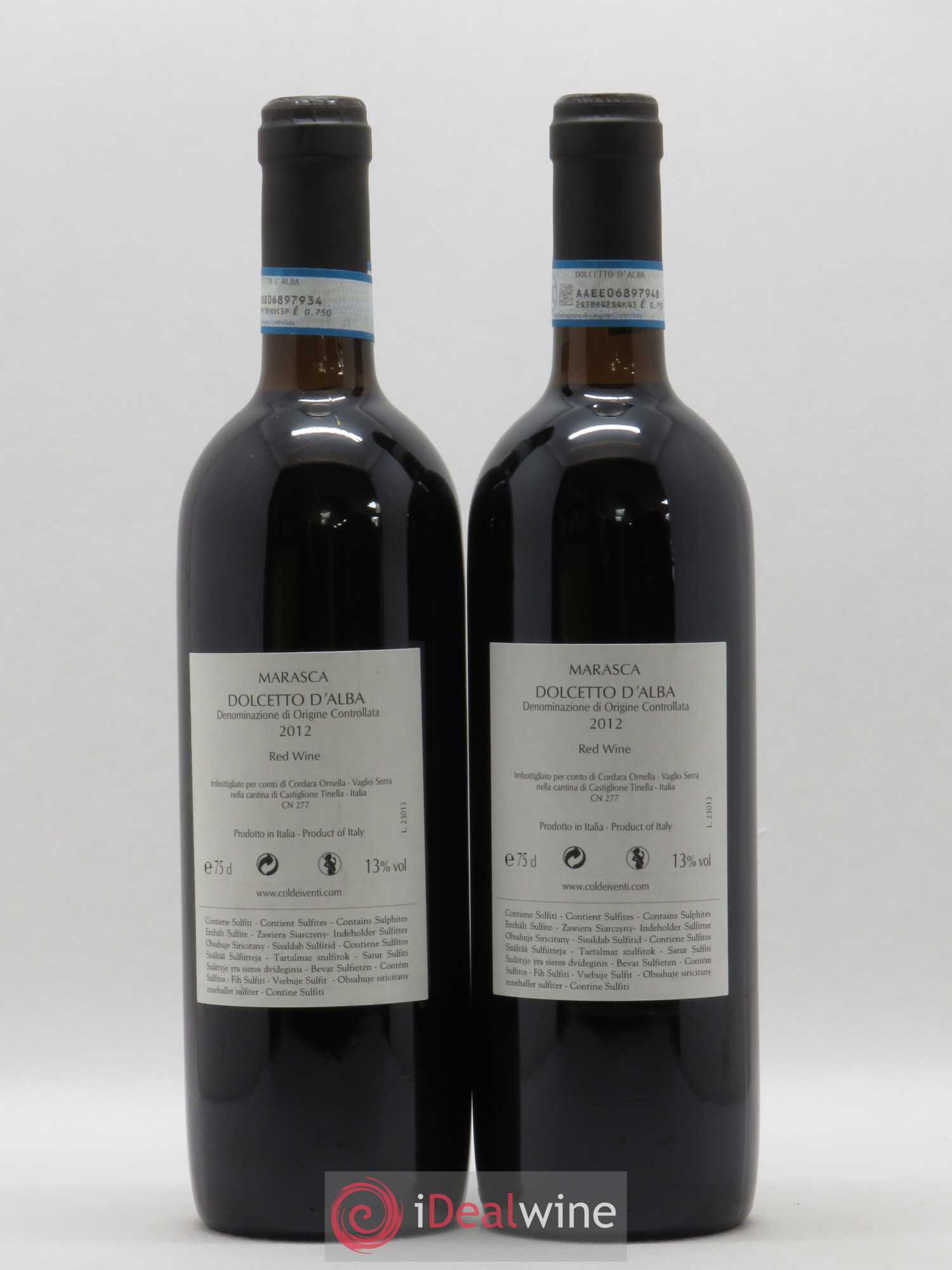 Dolcetto d'Alba DOC Marasca Col dei Venti (sans prix de réserve) 2012 - Posten von 2 Flaschen - 1