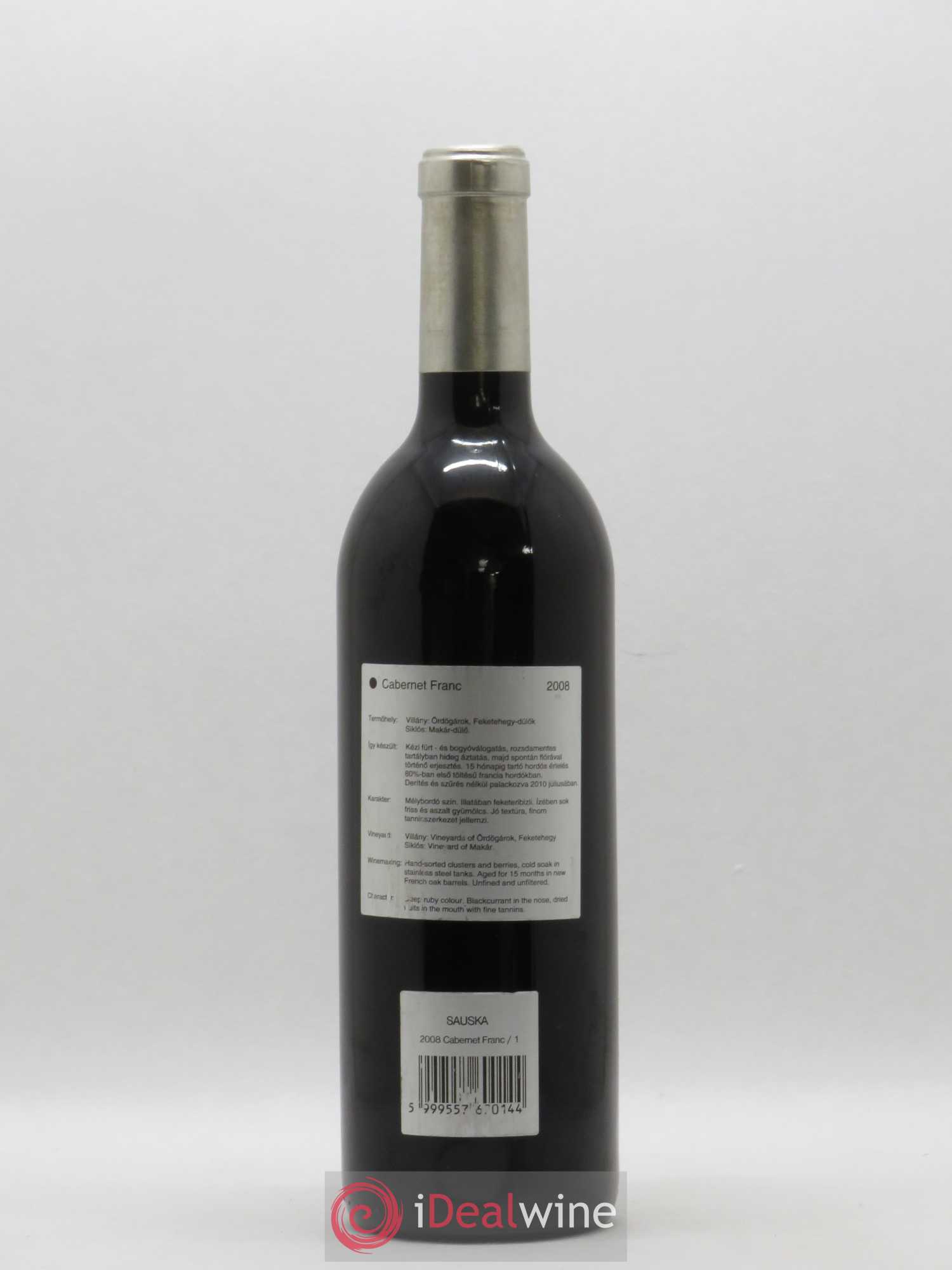Vins Etrangers Hongrie Sauska Cabernet Franc (sans prix de réserve) 2008 - Posten von 1 Flasche - 1