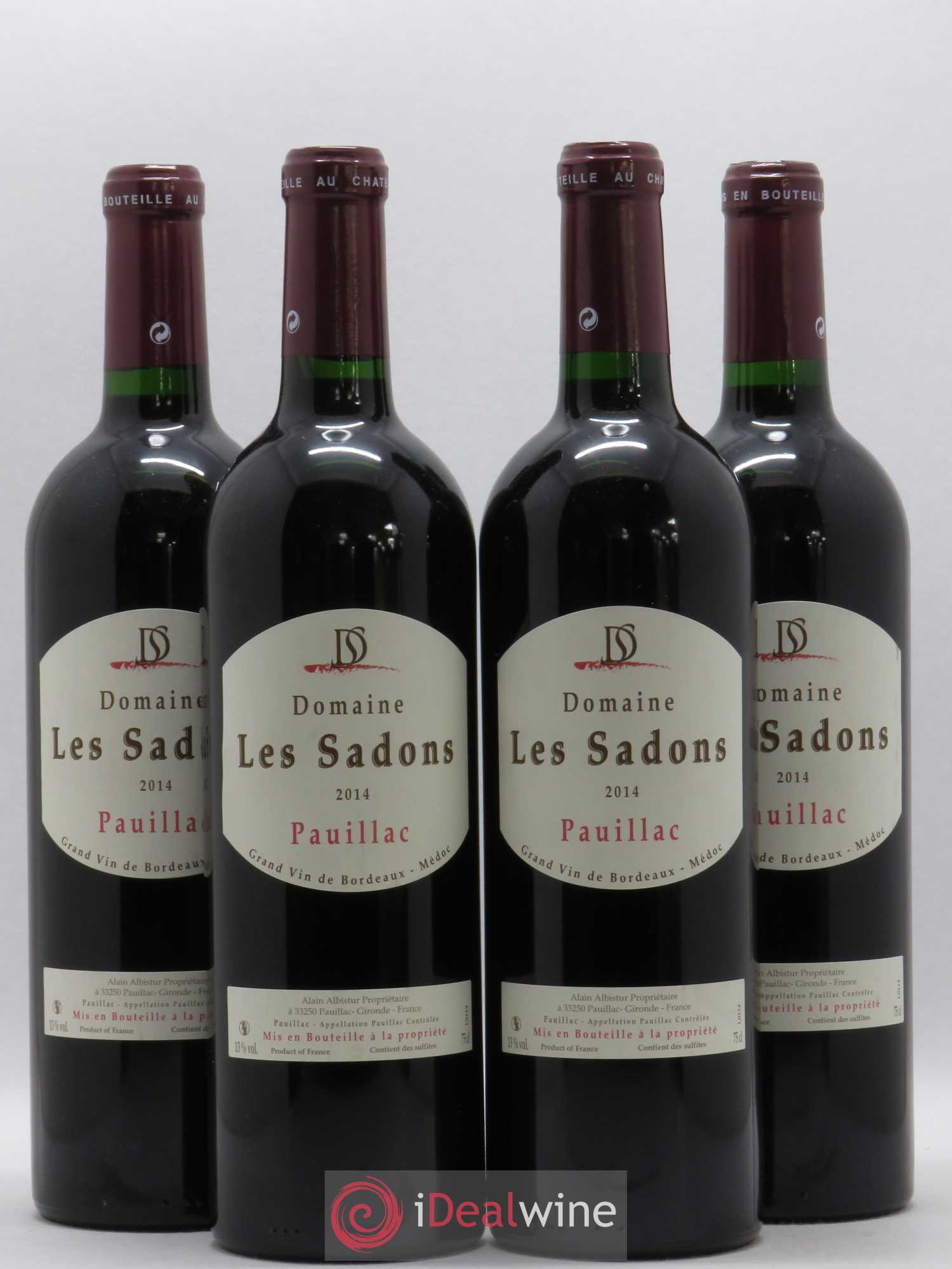 Pauillac Domaine Les Sadons (sans prix de réserve) 2014 - Posten von 4 Flaschen - 0
