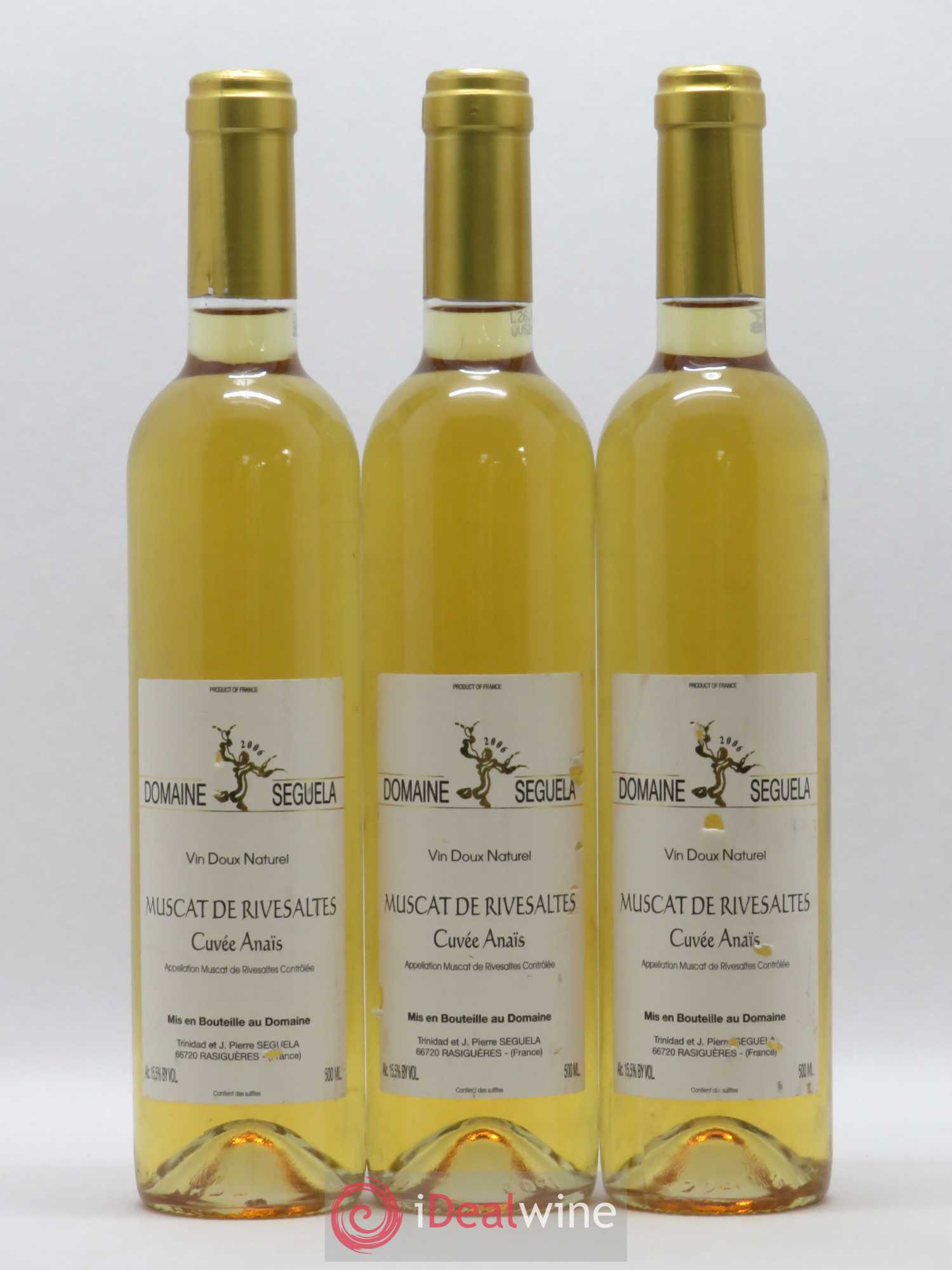 Muscat de Rivesaltes Domaine Seguela Cuvée Anaïs 50cl (sans prix de réserve) 2006 - Posten von 3 Flaschen - 0