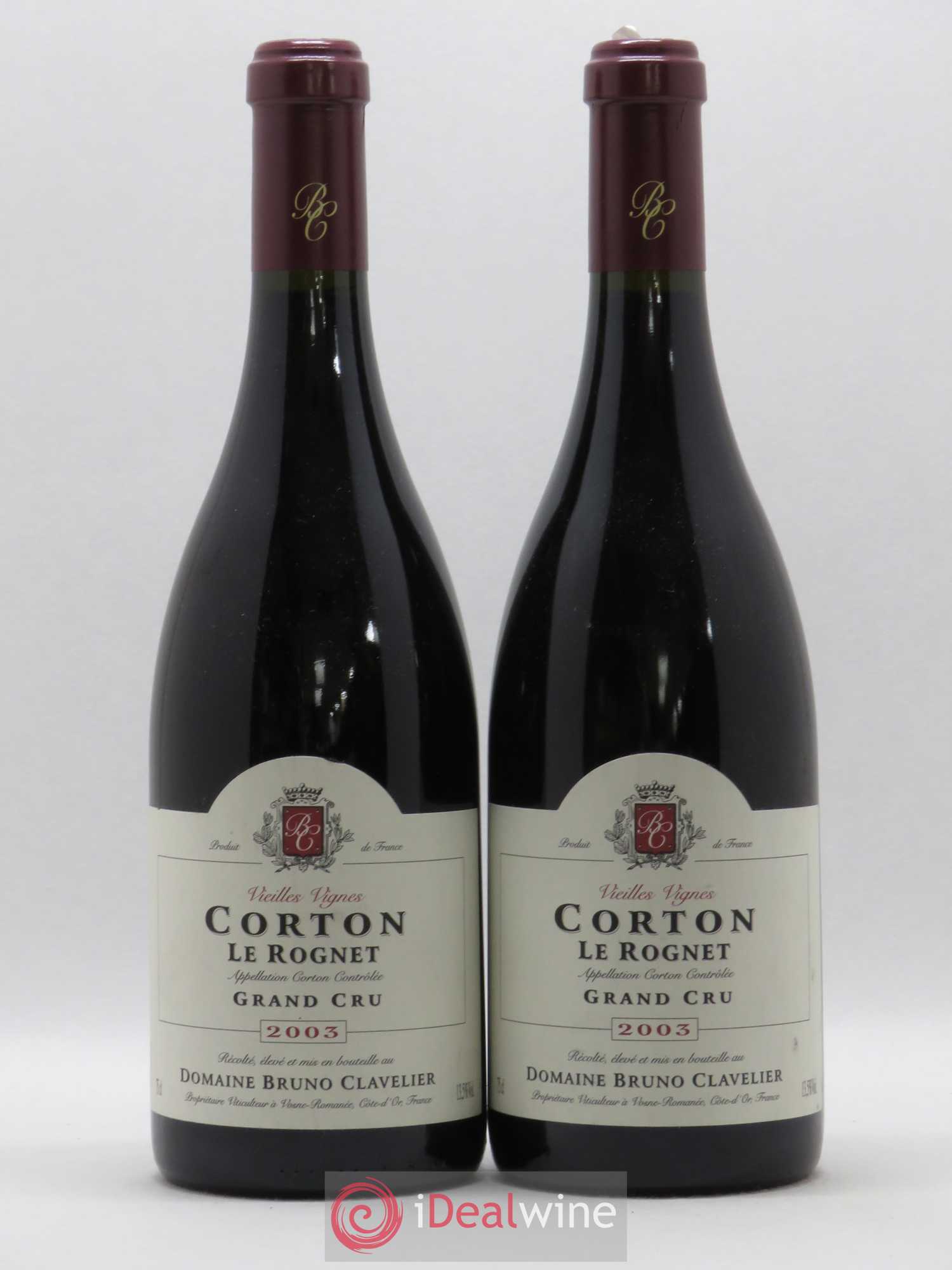 Corton Grand Cru Le Rognet Vieilles Vignes Bruno Clavelier (sans prix de réserve) 2003 - Lot de 2 bouteilles - 0