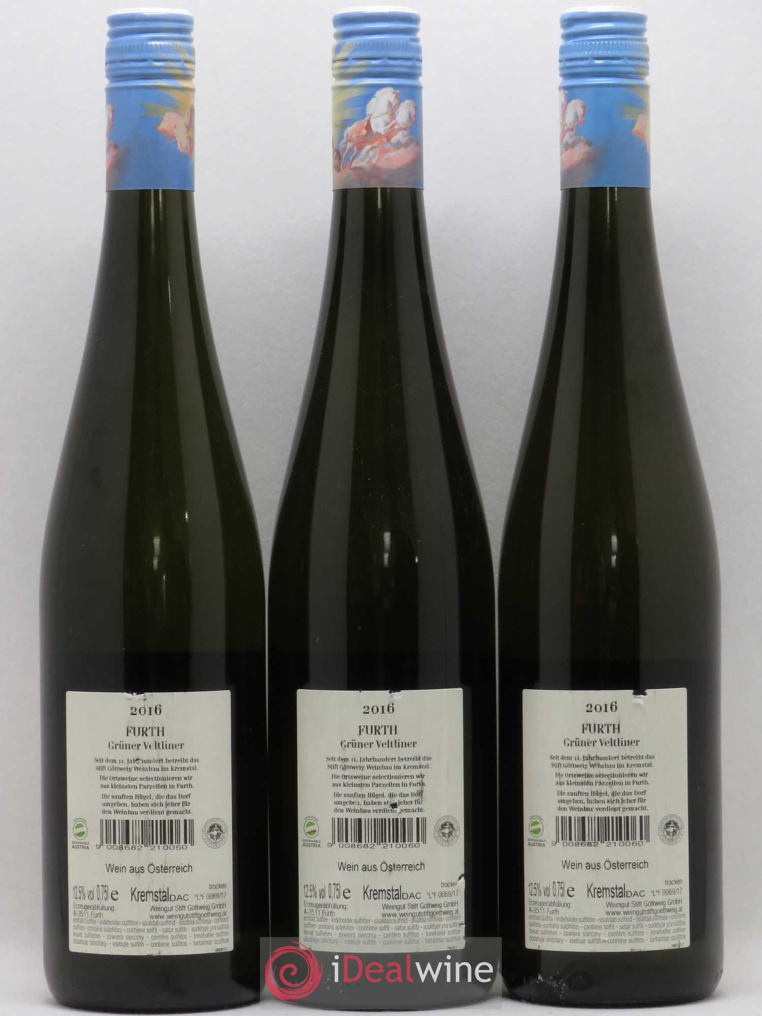 Autriche Kremstal Gruner Veltliner Stiftt Goettweig Ried Gottscheller (sans prix de réserve) 2016 - Posten von 3 Flaschen - 1