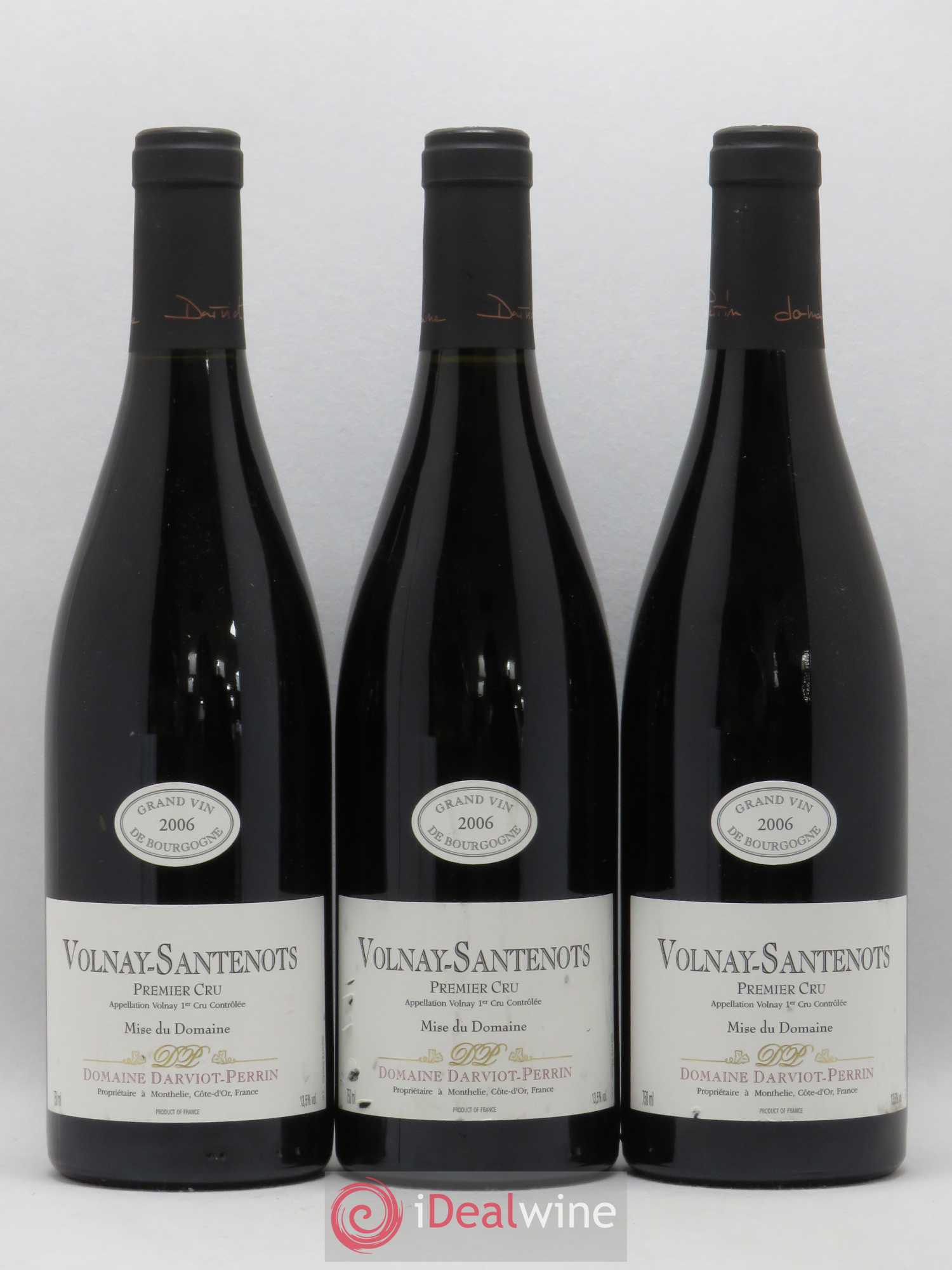 Volnay 1er Cru Santenots Domaine Darviot Perrin (sans prix de réserve) 2006 - Posten von 3 Flaschen - 0