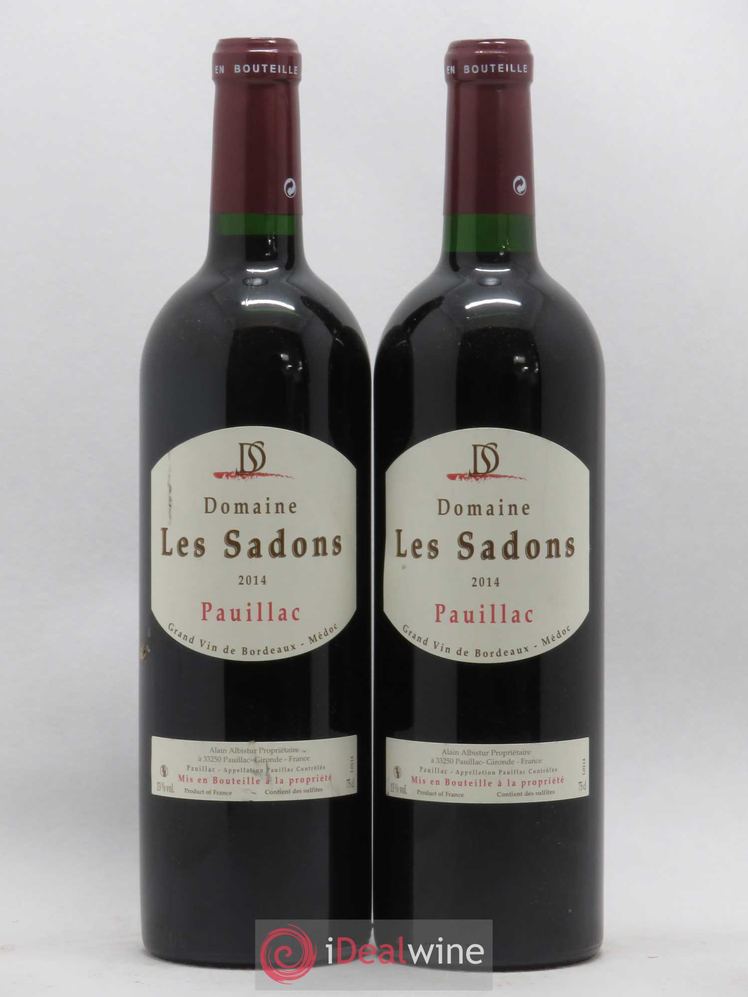 Pauillac Domaine Les Sadons (sans prix de réserve) 2014 - Posten von 2 Flaschen - 0