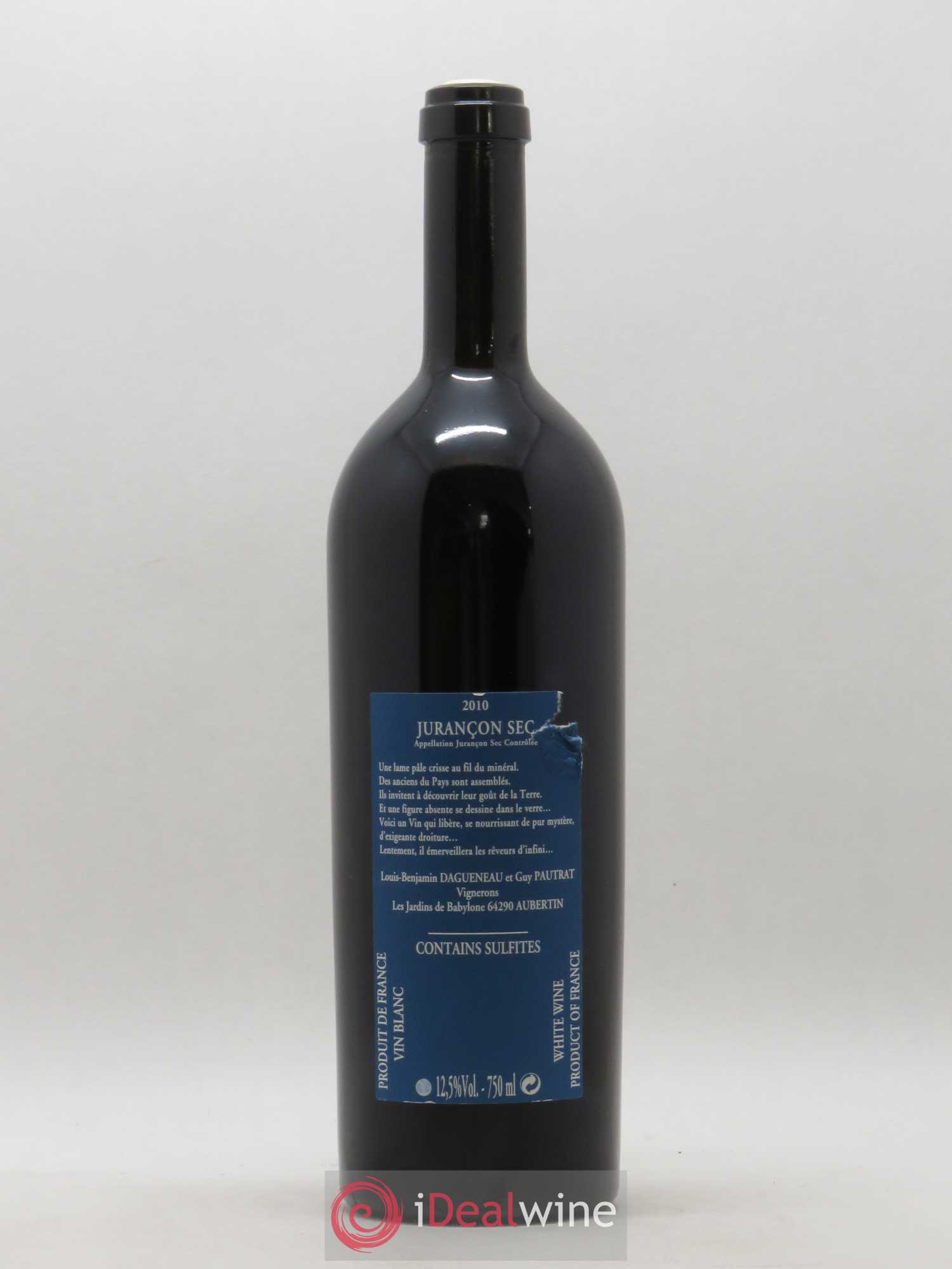 Vin de France(anciennement Jurançon) Les Jardins de Babylone Sec Didier Dagueneau (sans prix de réserve) 2010 - Lot de 1 bouteille - 1