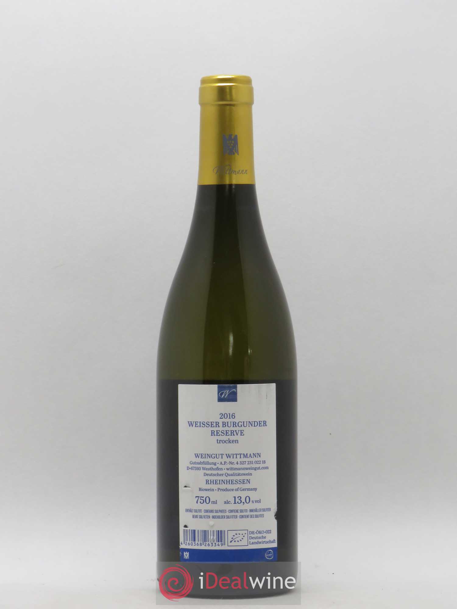 Allemagne Rheinhessen Weisser Burgunder Reserve Trocken Wittmann (sans prix de réserve) 2016 - Posten von 1 Flasche - 1