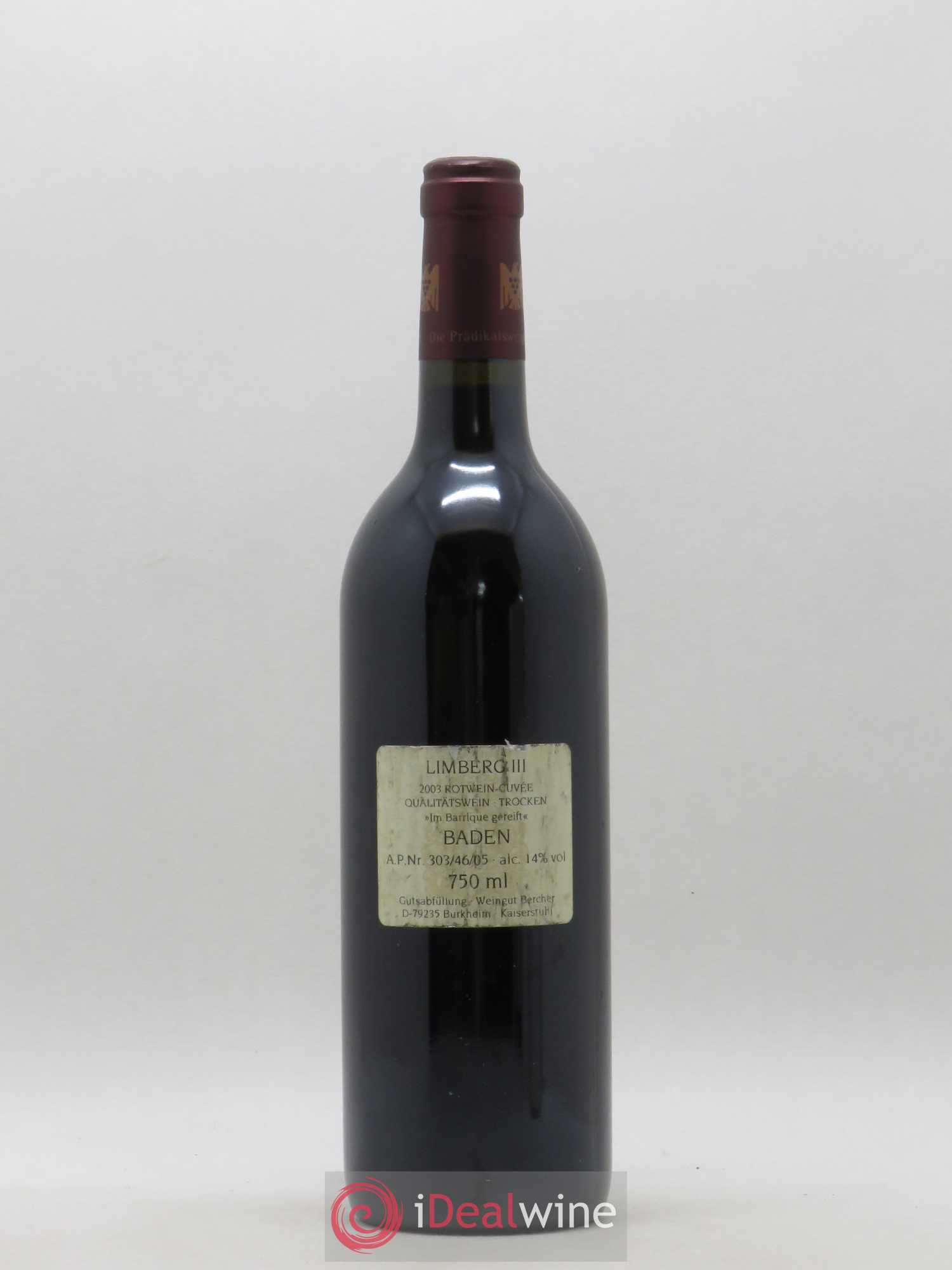 Allemagne Baden Trocken Limberg III Kaiserstuhl Bercher Burkheim (sans prix de réserve) (sans prix de réserve) 2003 - Lot de 1 bouteille - 1