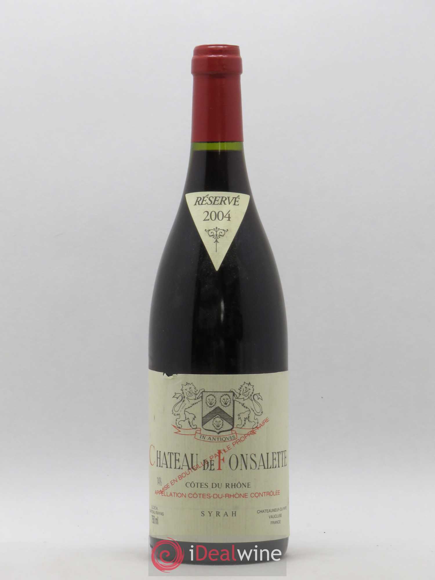Côtes-du-Rhône Cuvée Syrah Château de Fonsalette (sans prix de réserve) 2004 - Lot de 1 bouteille - 0