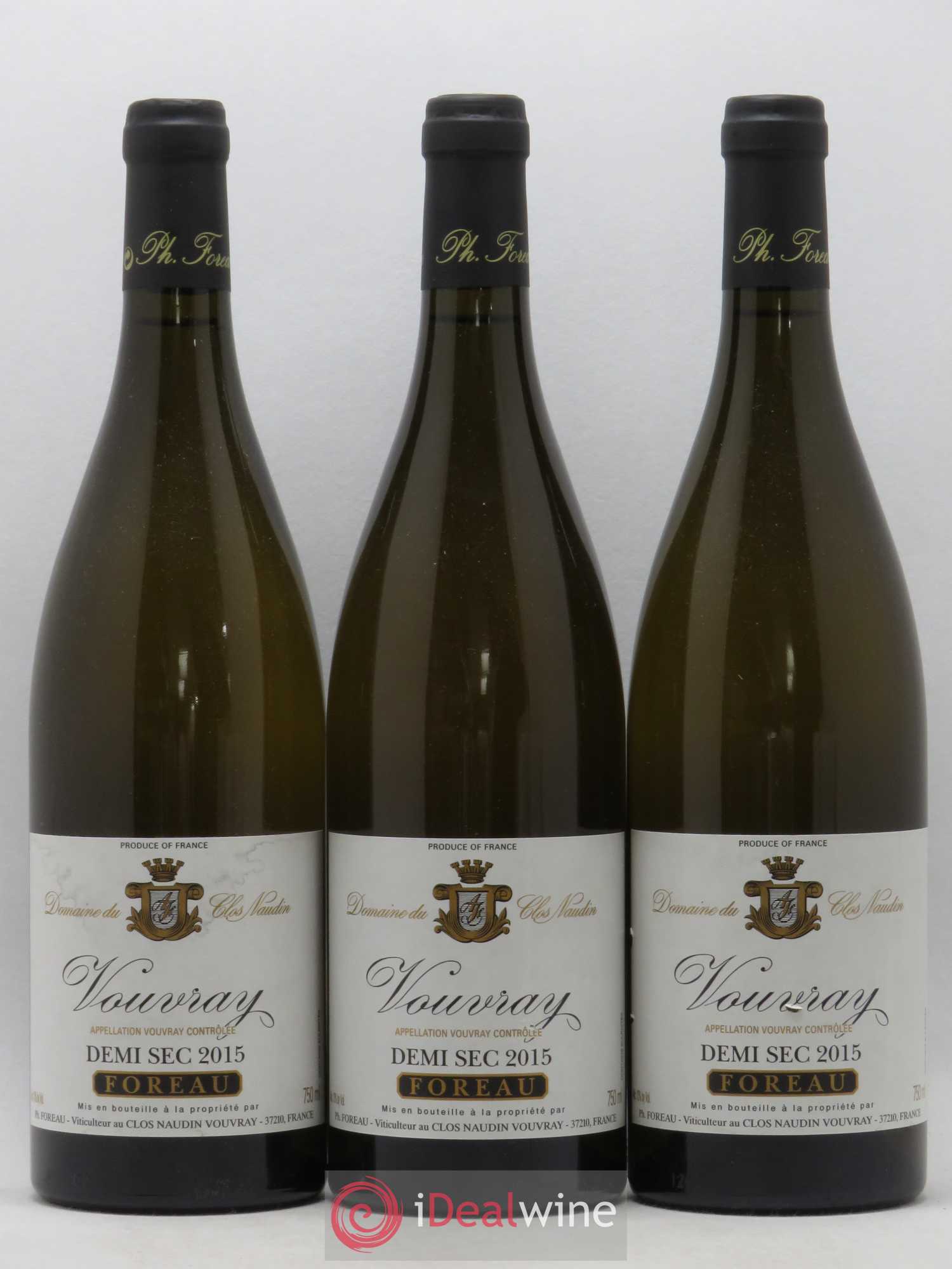 Vouvray Demi-Sec Clos Naudin - Philippe Foreau (sans prix de réserve) 2015 - Lot de 3 bouteilles - 0