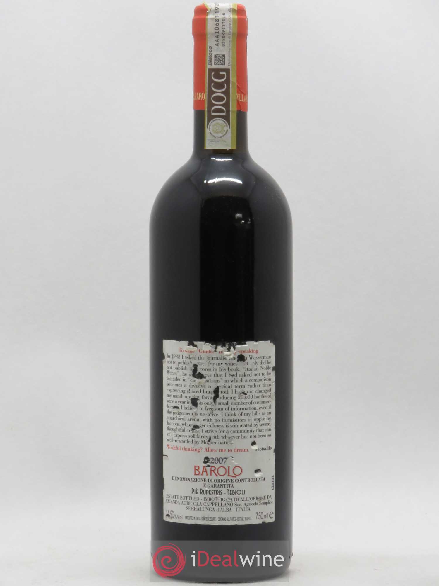 Barolo DOCG Cappellano Otin Fiorin (sans prix de réserve) 2007 - Posten von 1 Flasche - 1