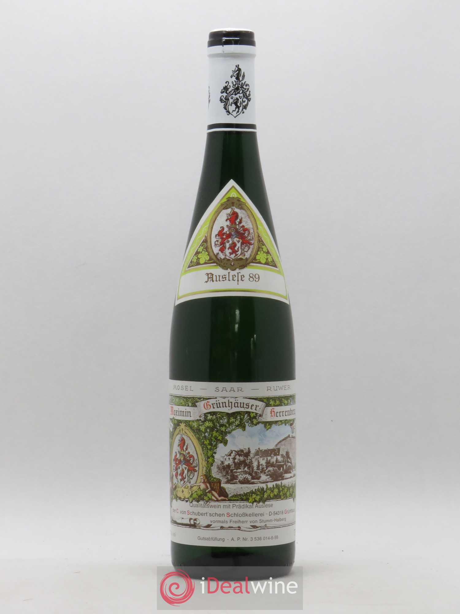 Allemagne Mosel-Saar Riesling Auslese 89 Maximin Grunhauser Herrenberg Von Schubert'schen (sans prix de réserve) 1997 - Posten von 1 Flasche - 0