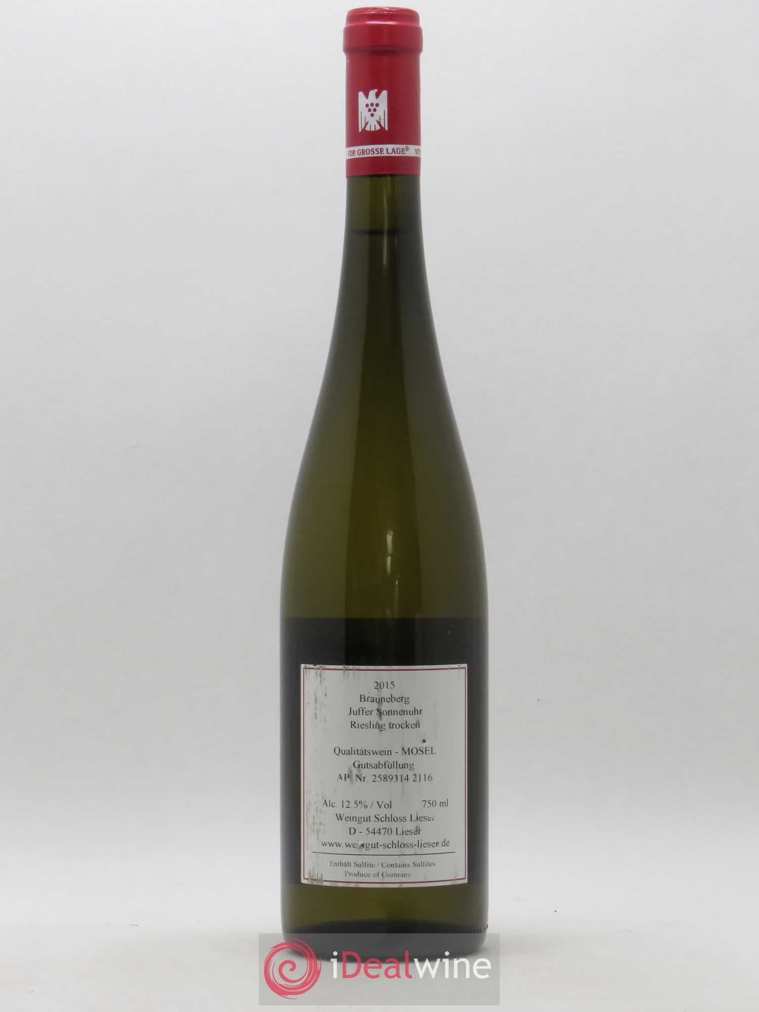 Allemagne Mosel-Saar Riesling Trocken GG Juffer Sonnenuhr Schloss Lieser Thomas Haag (sans prix de réserve) 2015 - Posten von 1 Flasche - 1