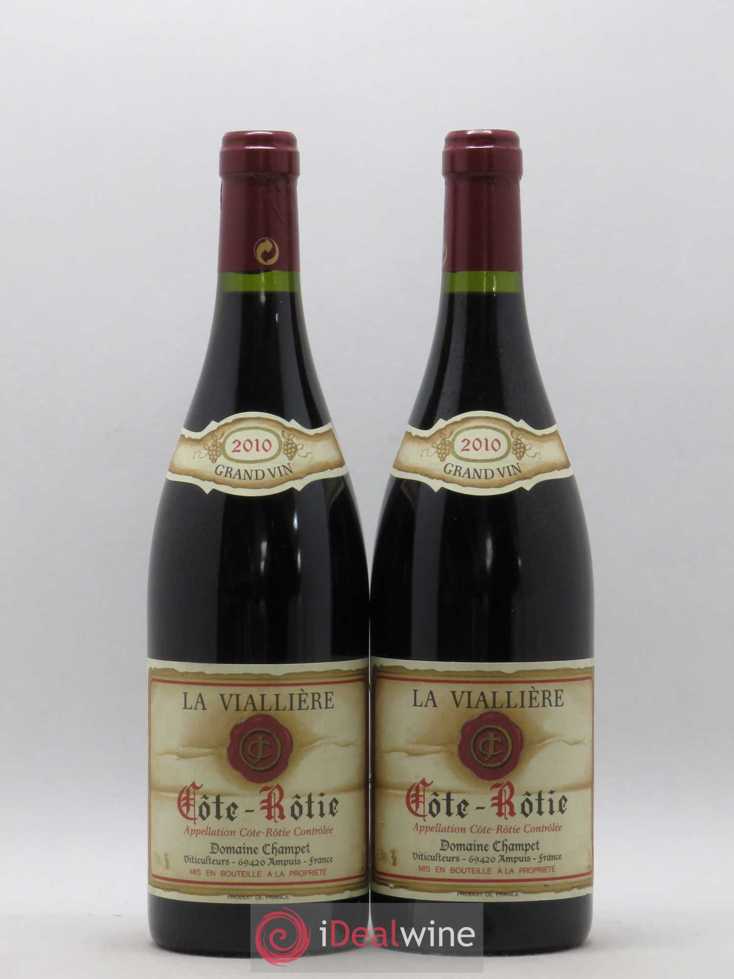 Côte-Rôtie La Vialliere Domaine Champet (sans prix de réserve) 2010 - Posten von 2 Flaschen - 0