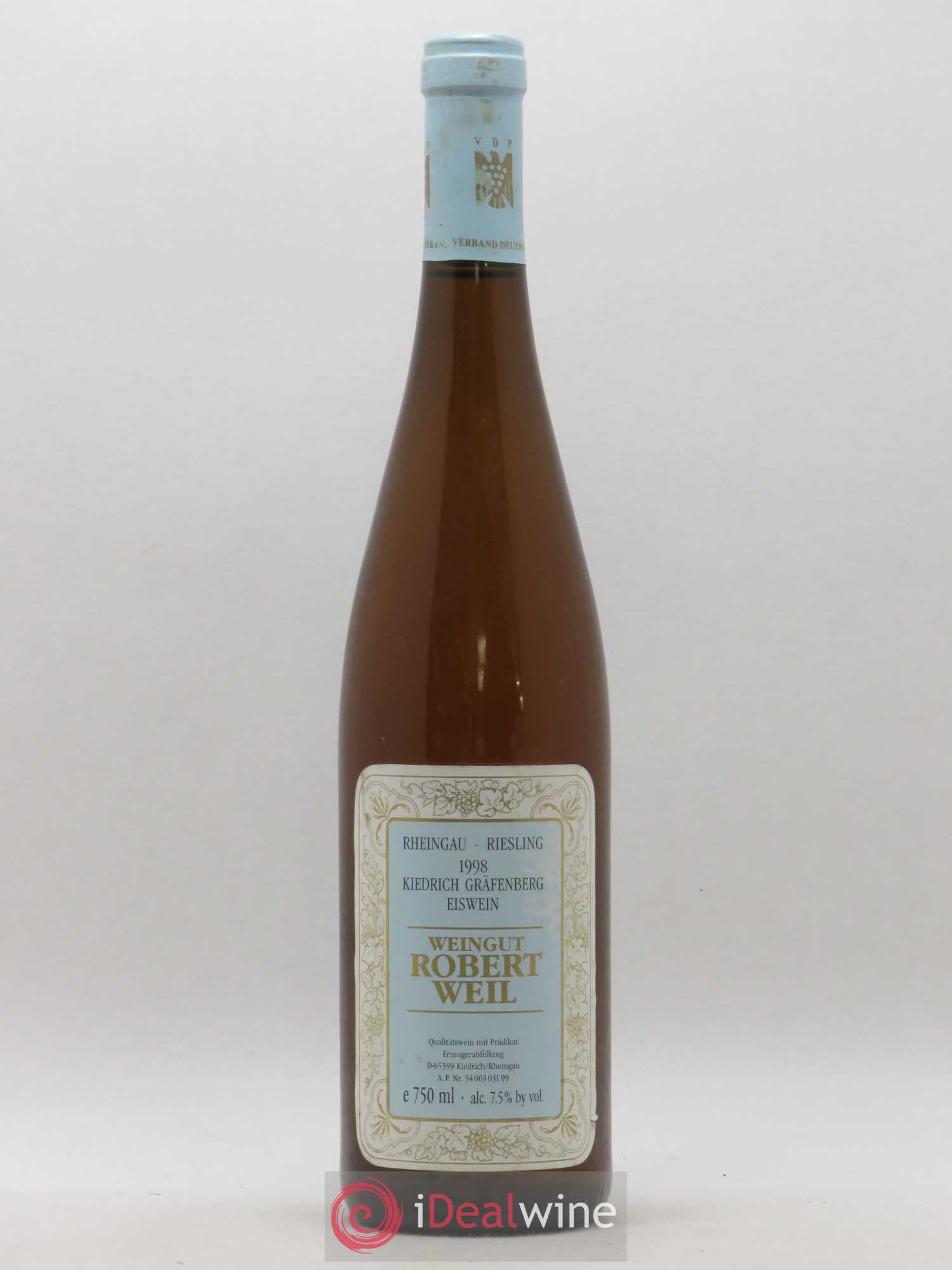 Allemagne Rheingau Riesling Kiedrich Grafenberg Eiswein Robert Weil (sans prix de réserve) 1998 - Posten von 1 Flasche - 0