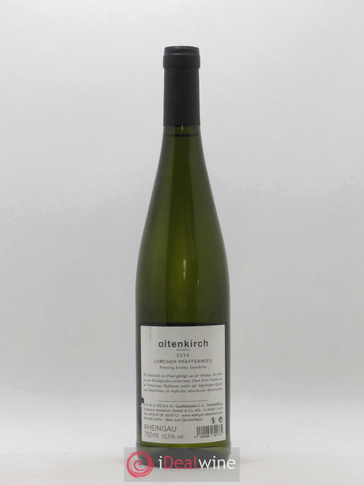 Allemagne Rheingau Riesling Erstes Gewachs Lorcher Pfaffenwies Altenkirch (sans prix de réserve) 2014 - Posten von 1 Flasche - 1