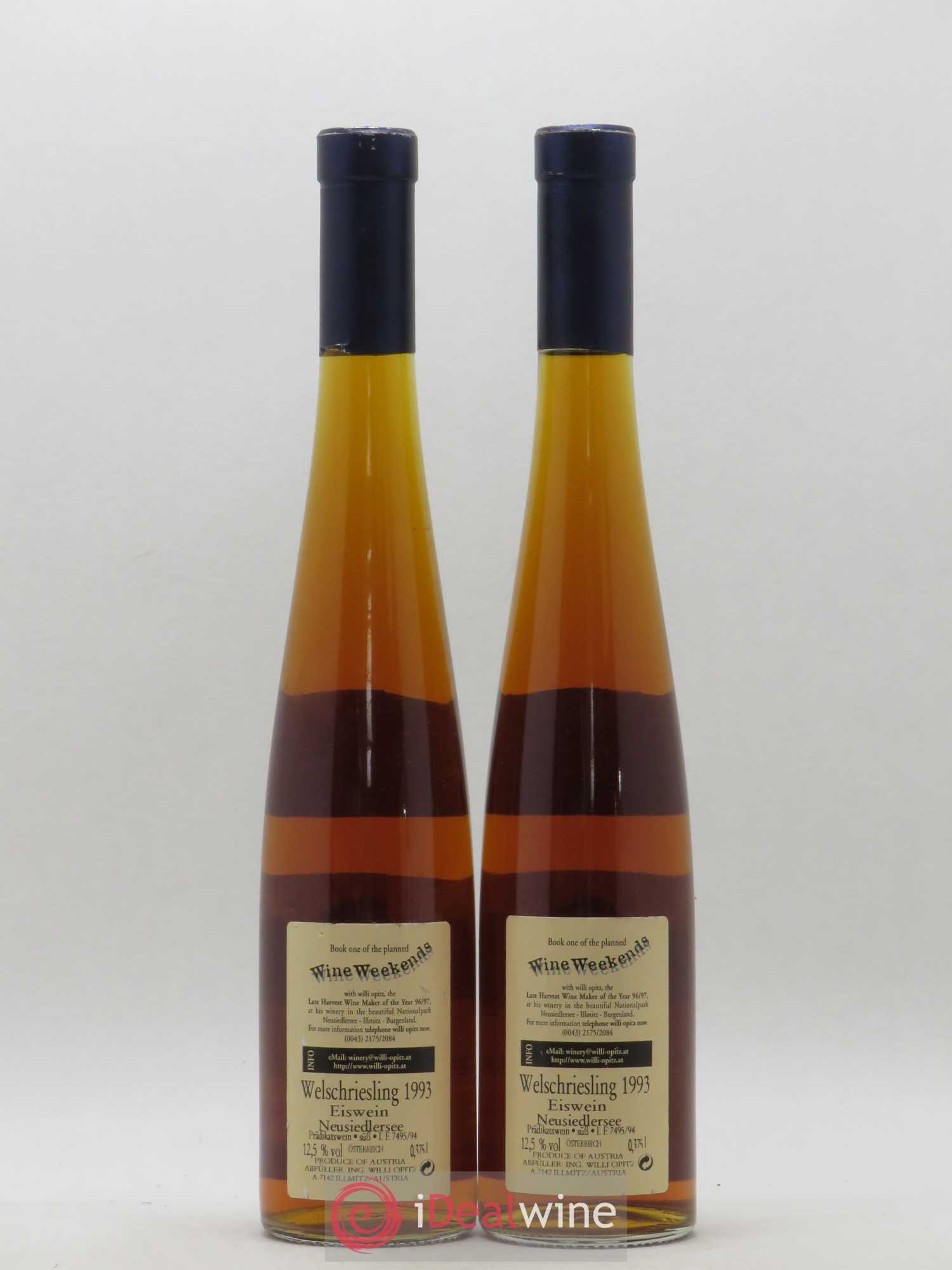 Autriche Welschriesling Eiswein Neusiedlersee Willi Opitz (sans prix de réserve) 1993 - Posten von 2 Demi-Flaschen - 1