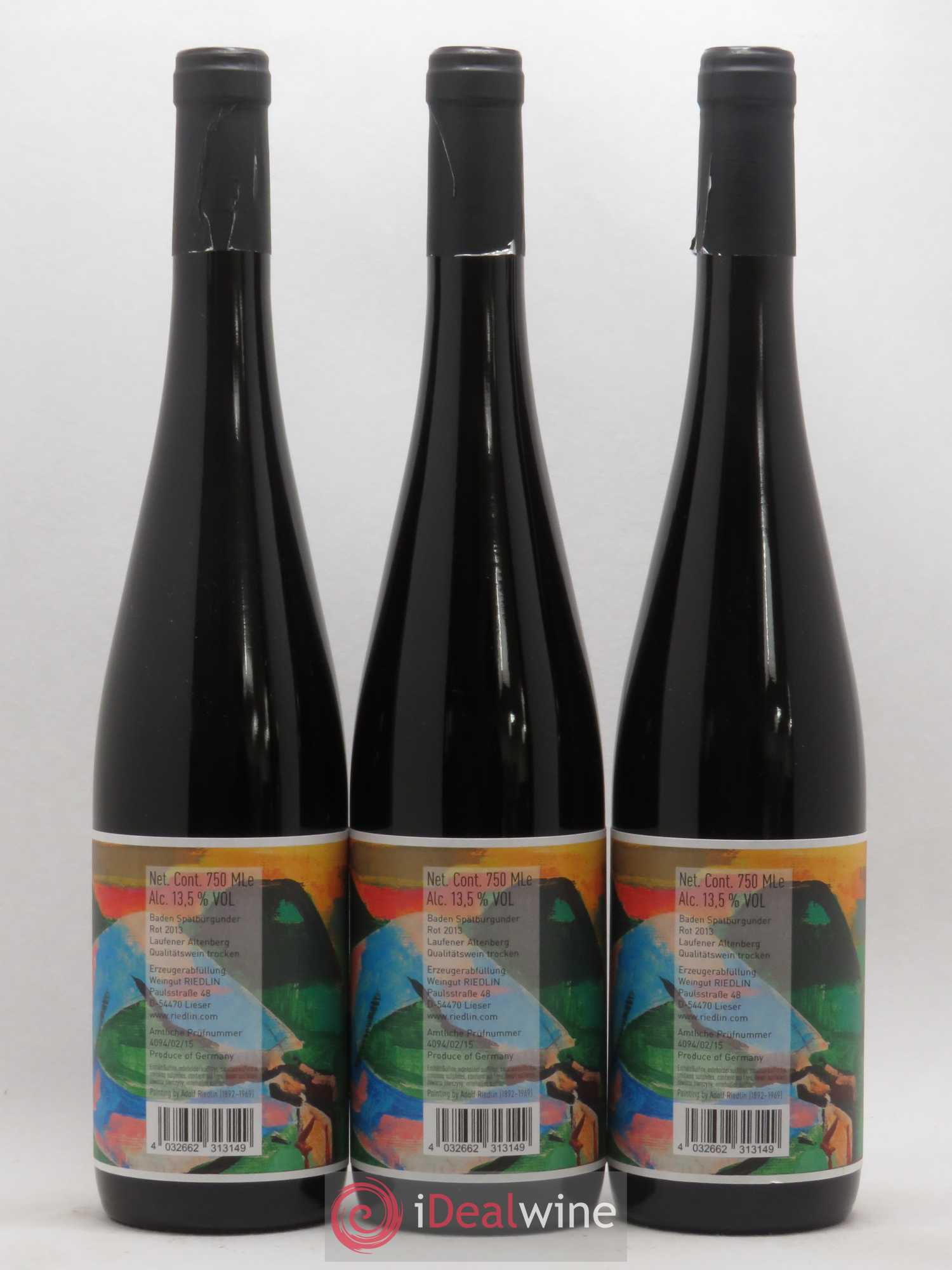Allemagne Baden Spatburgunder Riedlin Rot (sans prix de réserve) 2013 - Posten von 3 Flaschen - 1