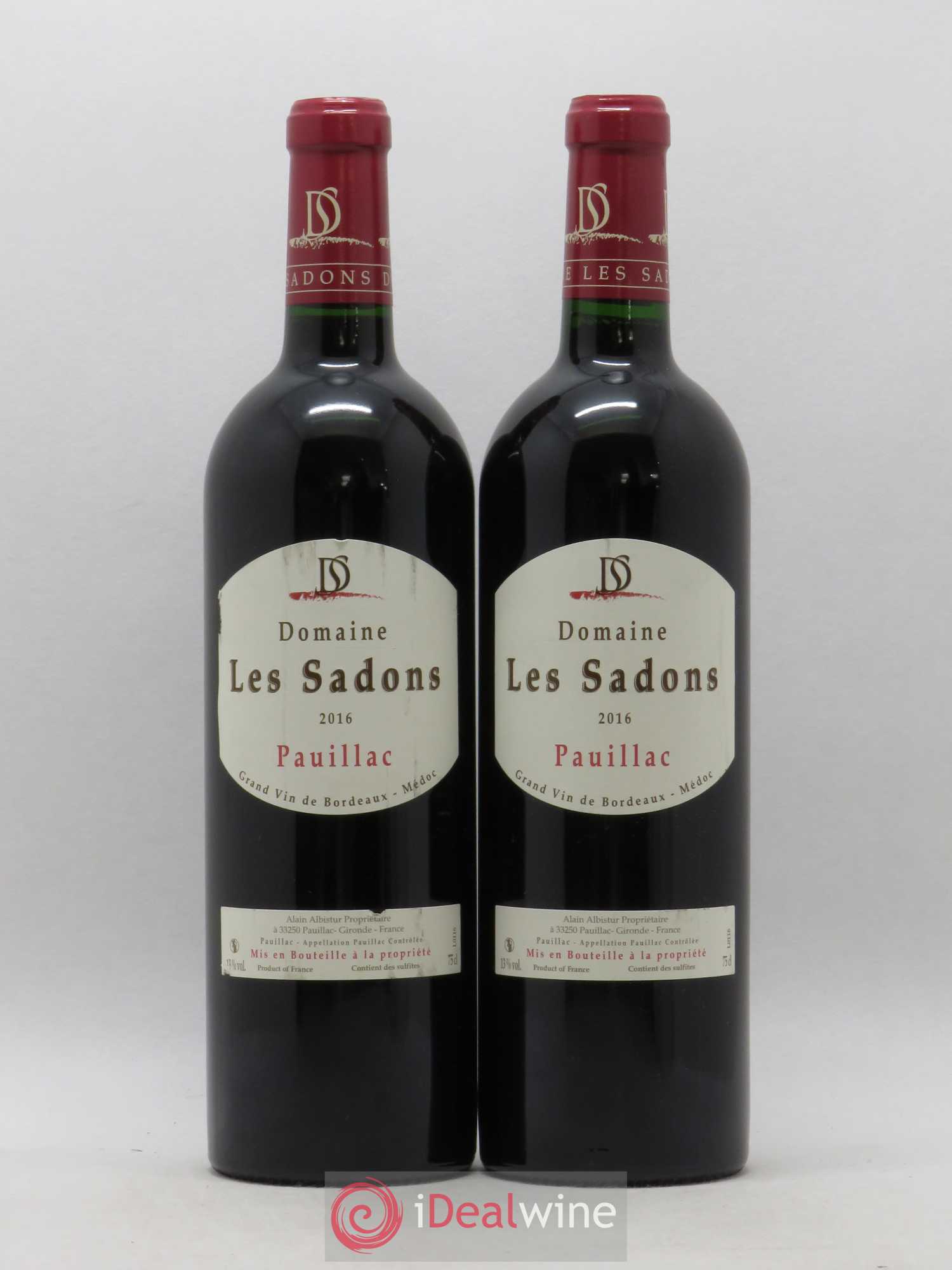 Pauillac Les Sadons (sans prix de réserve) 2016 - Posten von 2 Flaschen - 0