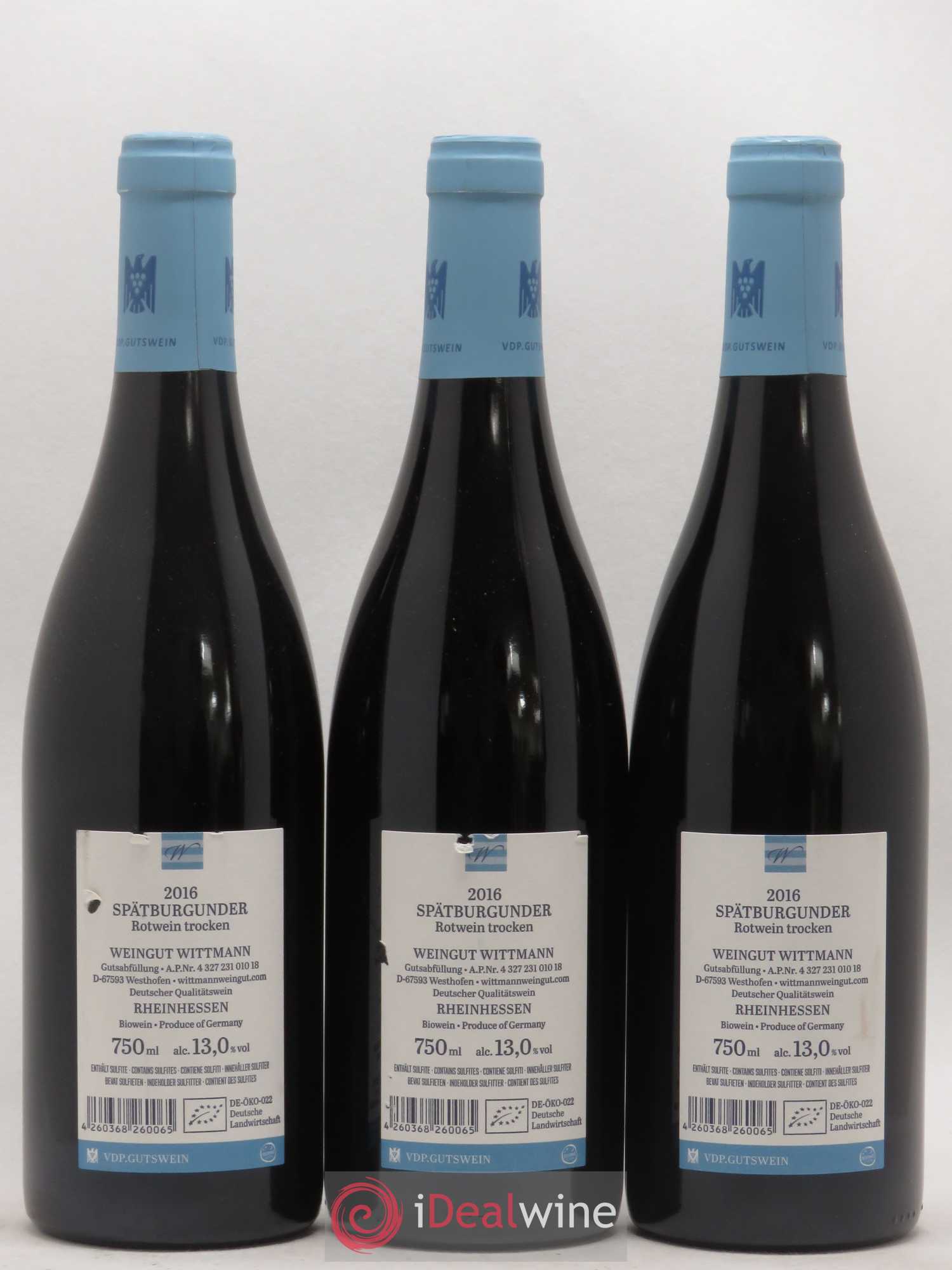 Allemagne Spatburgunder Rotwein Trocken Wittman (sans prix de réserve) 2016 - Posten von 6 Flaschen - 2