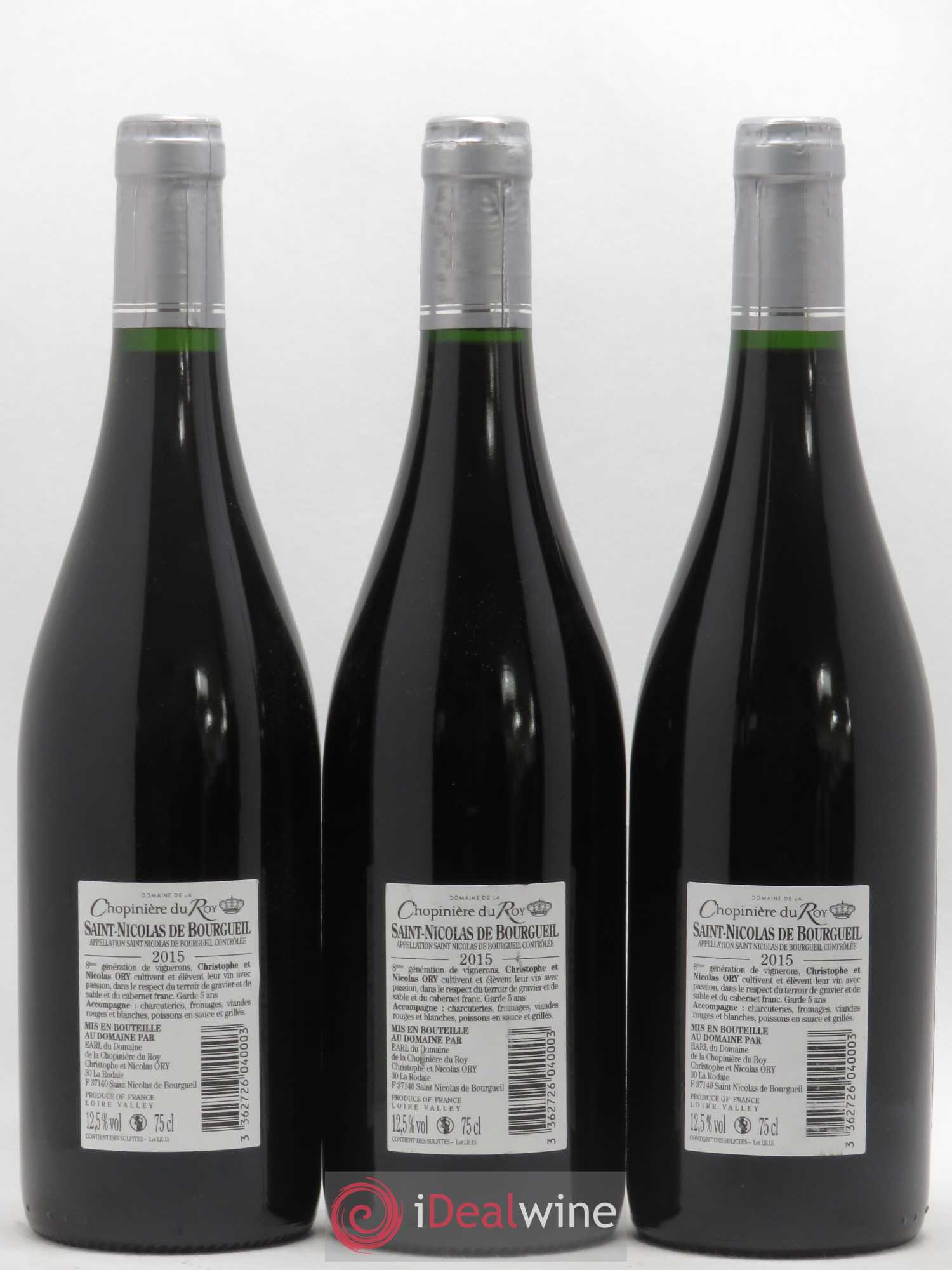 Saint-Nicolas de Bourgueil Domaine de La Chopiniere du Roy (sans prix de réserve) 2015 - Lot de 3 bouteilles - 1