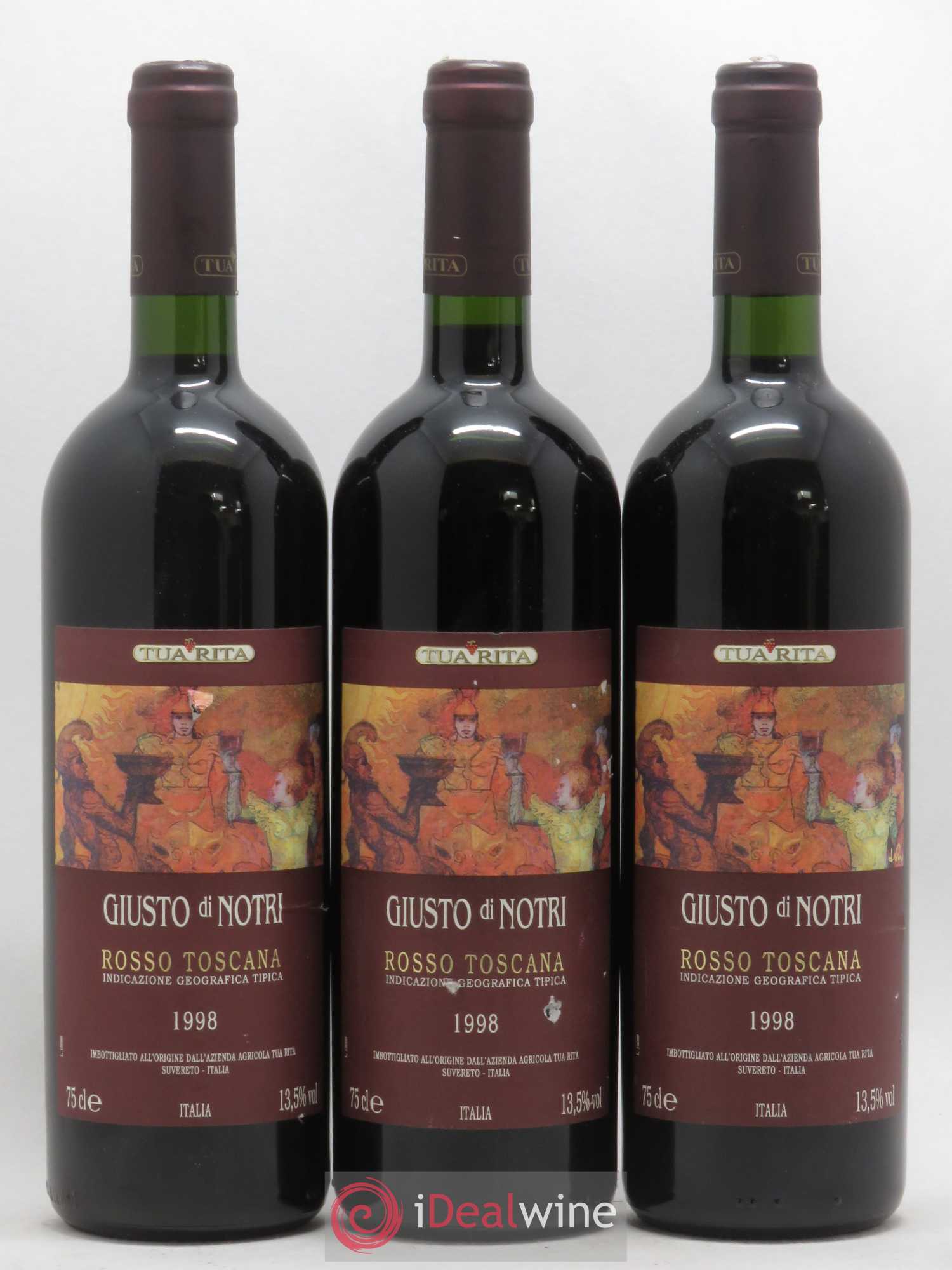 Toscana IGT Tua Rita Giusto di Notri IGT 1998 - Lot de 3 bouteilles - 0