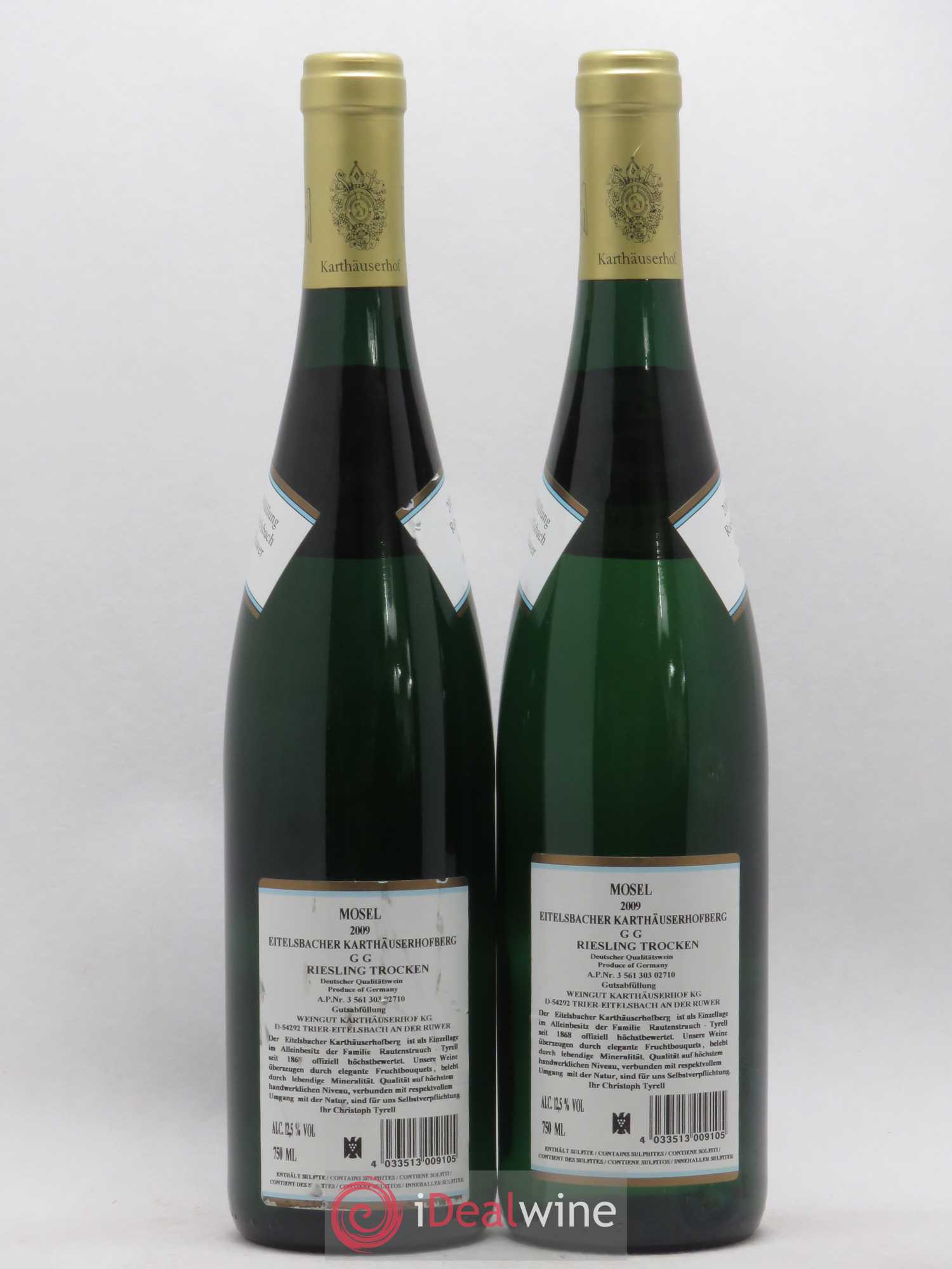 Riesling Mosel Karthauserhofberg Riesling GG Trocken (sans prix de réserve) 2009 - Posten von 2 Flaschen - 2