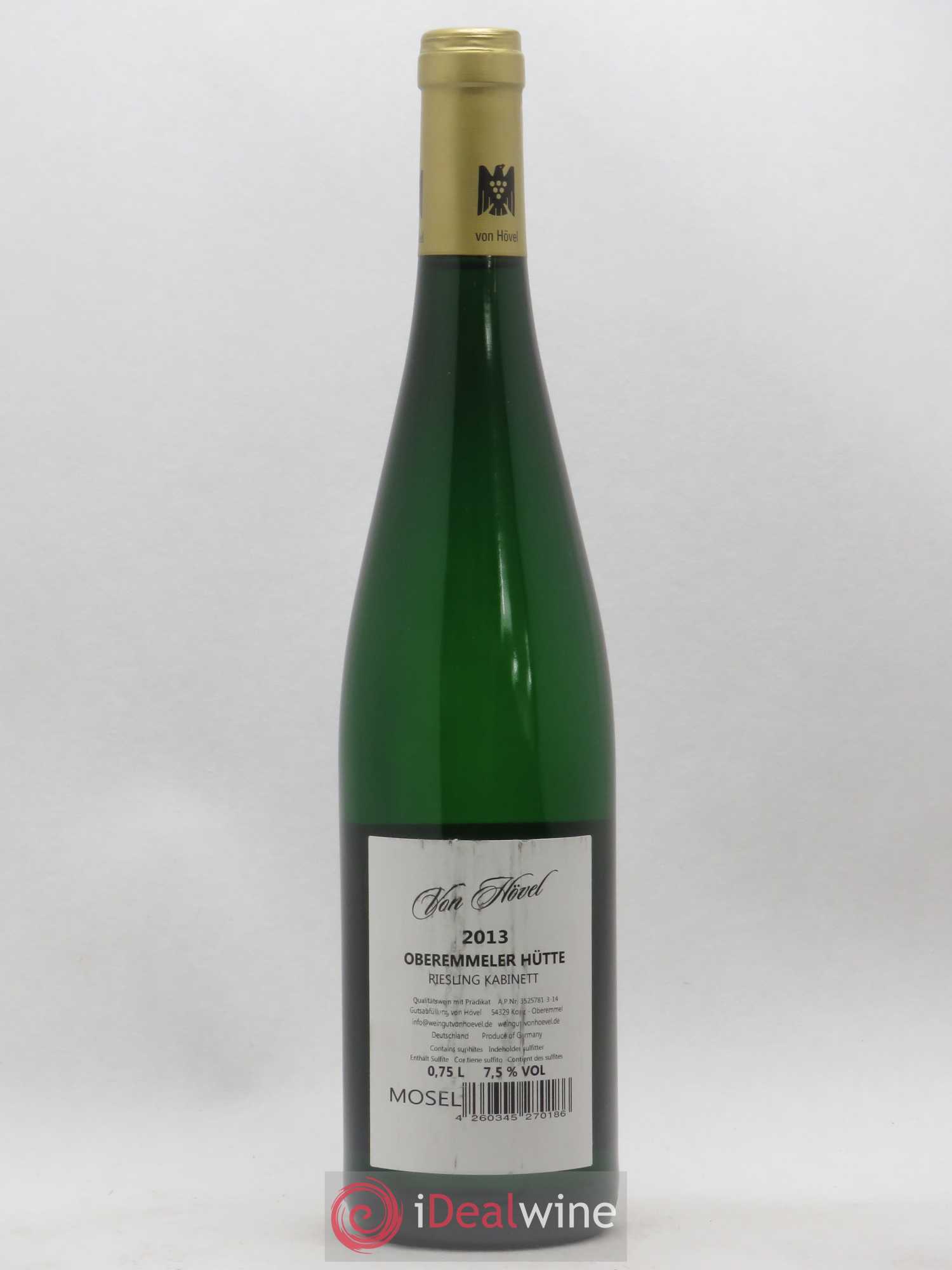Riesling Von Hovel Oberemmeler Hutte Riesling Kabinett (sans prix de réserve) 2013 - Posten von 1 Flasche - 1