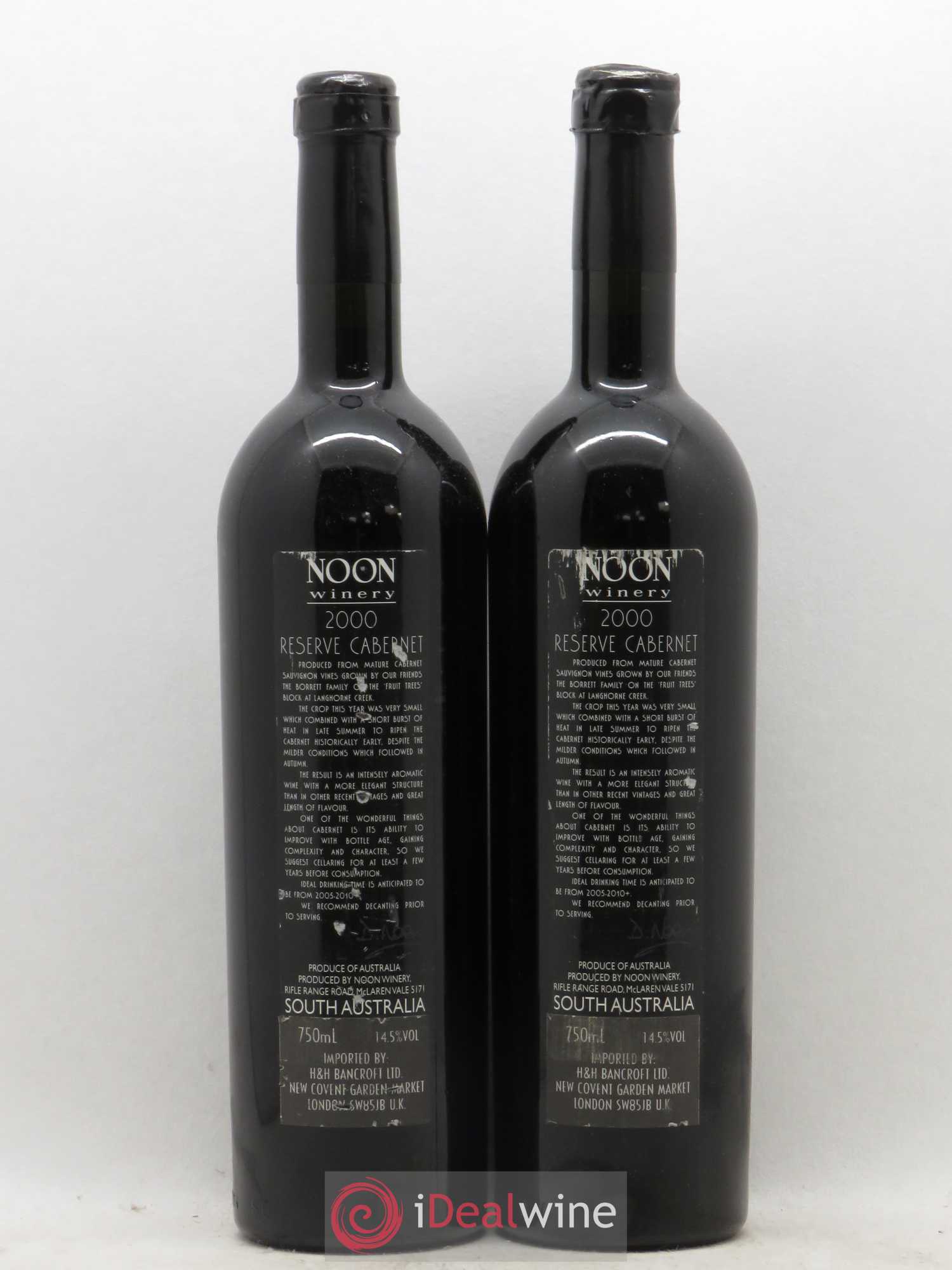 Australie Noon Winery Reserve Cabernet (sans prix de réserve) 2000 - Posten von 2 Flaschen - 1