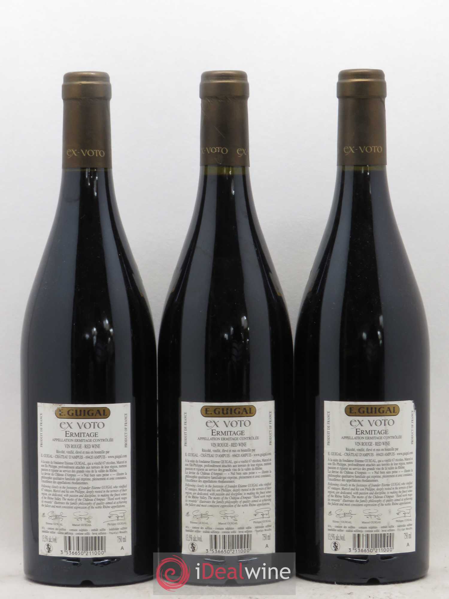 Ermitage Ex Voto Guigal (sans prix de réserve) 2007 - Lot de 3 bouteilles - 1