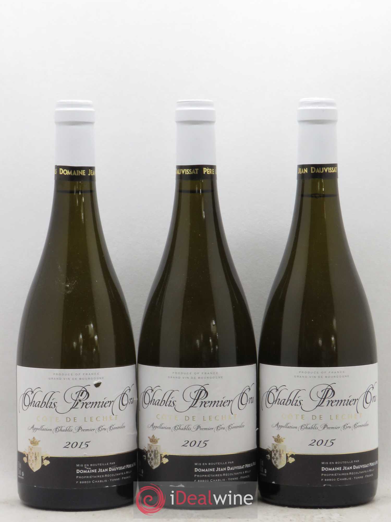 Chablis 1er Cru Cote de Lechet Jean Dauvissat (sans prix de réserve) 2015 - Posten von 3 Flaschen - 0
