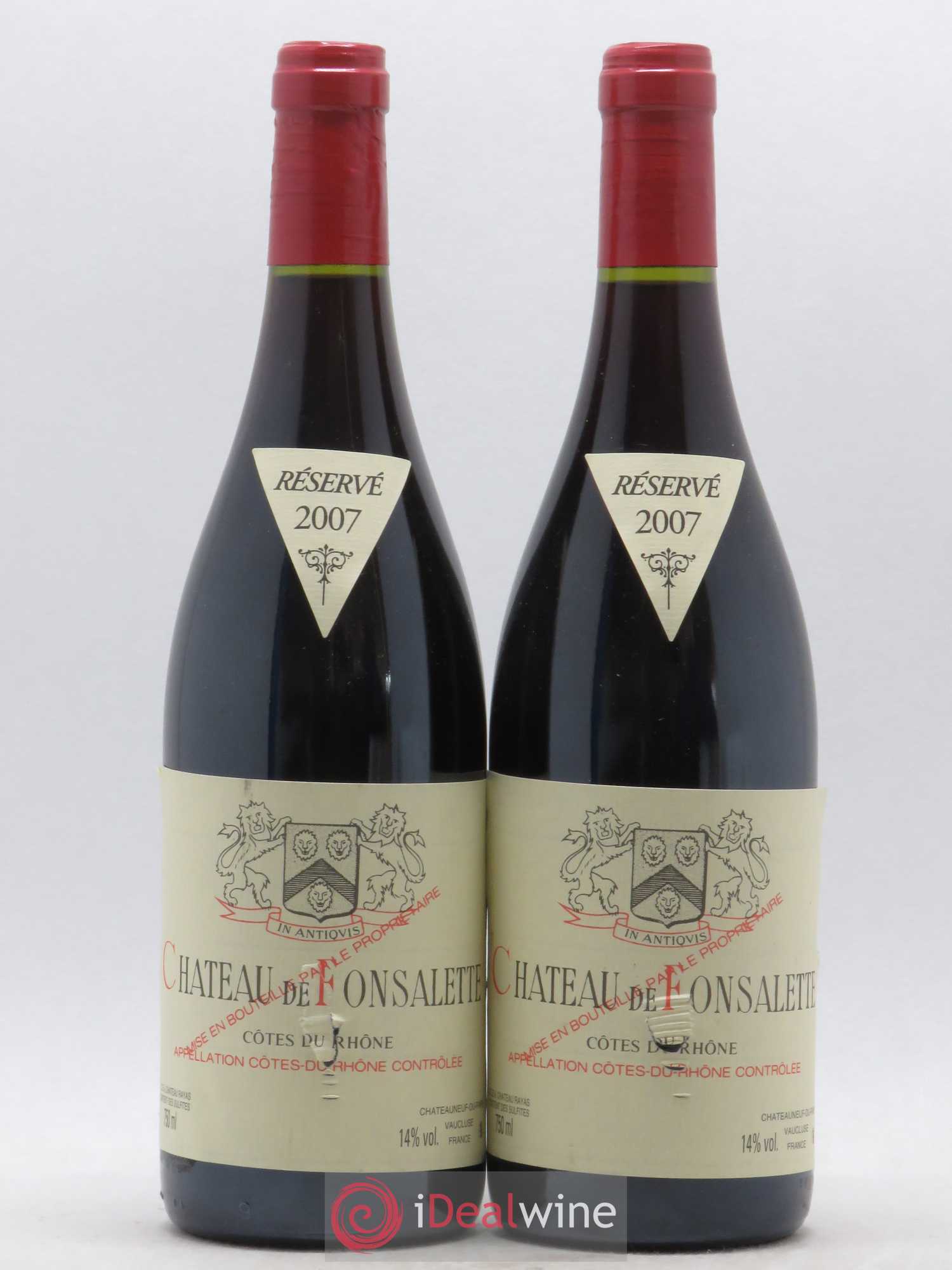 Côtes-du-Rhône Château de Fonsalette Emmanuel Reynaud 2007 - Lot de 2 bouteilles - 0