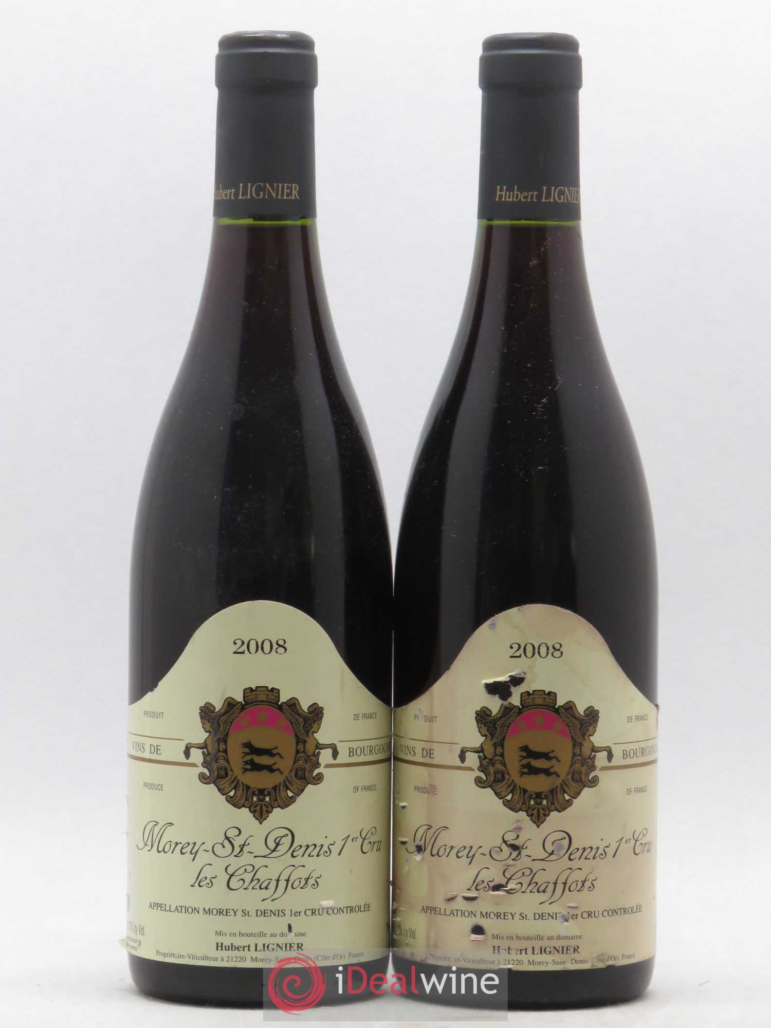 Morey-Saint-Denis 1er Cru Les Chaffots Hubert Lignier (Domaine) (sans prix de réserve) 2008 - Lot de 2 bouteilles - 0