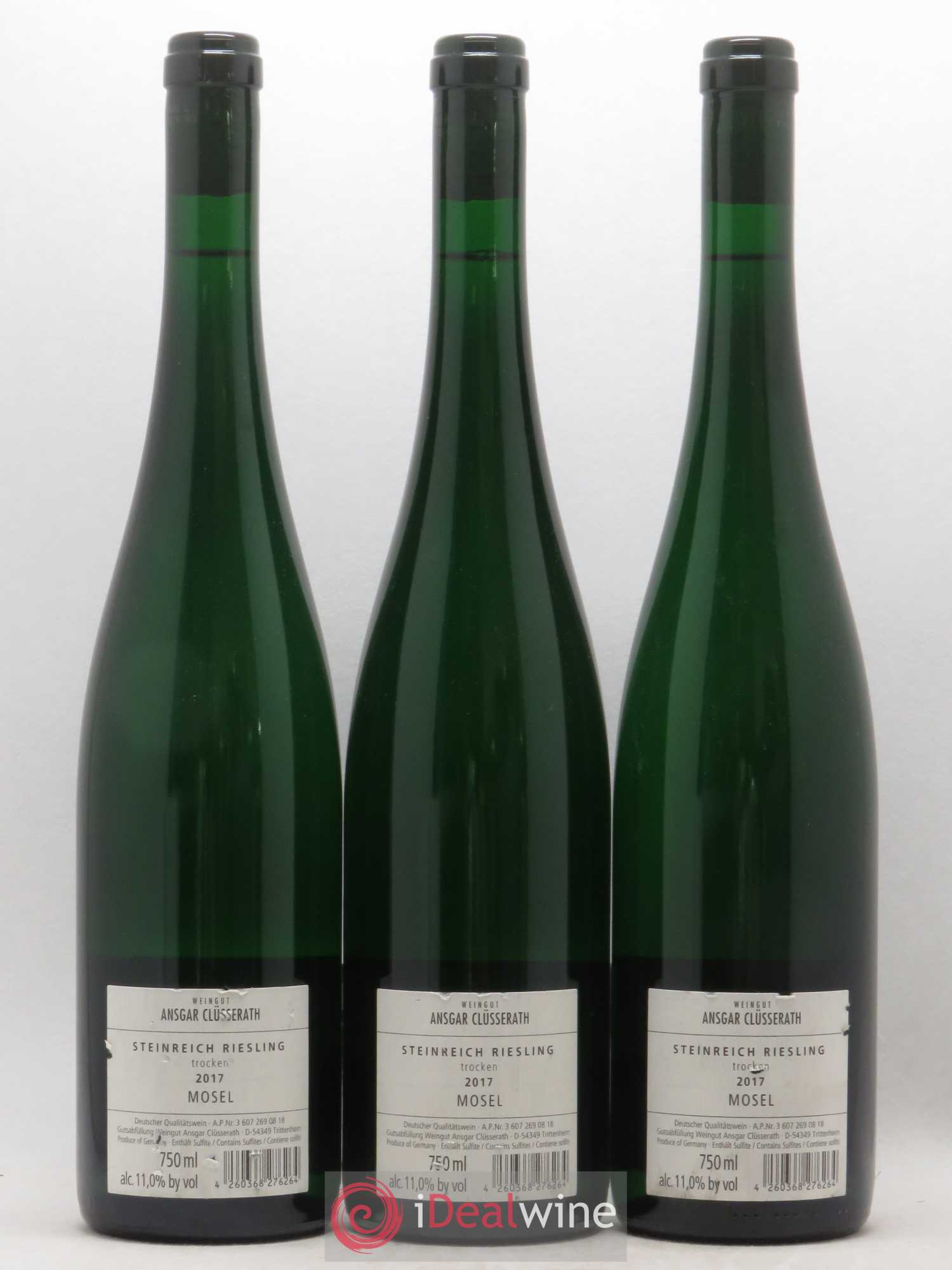Riesling Mosel Trocken Clusserath Steinreich Weingut Ansgar (sans prix de réserve) 2017 - Posten von 3 Flaschen - 1