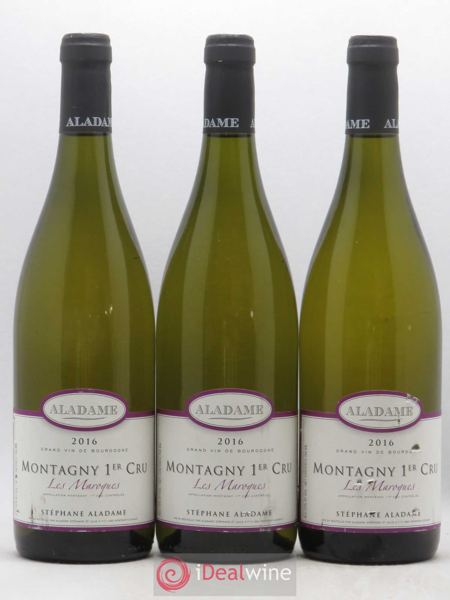 Montagny 1er Cru Les Maroques Stephane Aladame (sans prix de réserve) 2016 - Posten von 3 Flaschen - 0