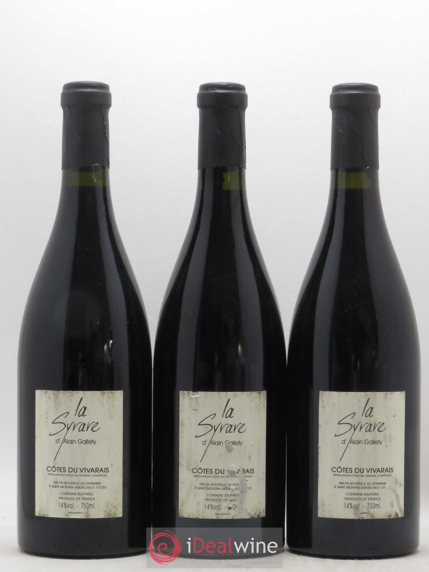 Côtes du Vivarais La Syrare Gallety (Domaine) 2004 - Lot de 3 bouteilles - 1
