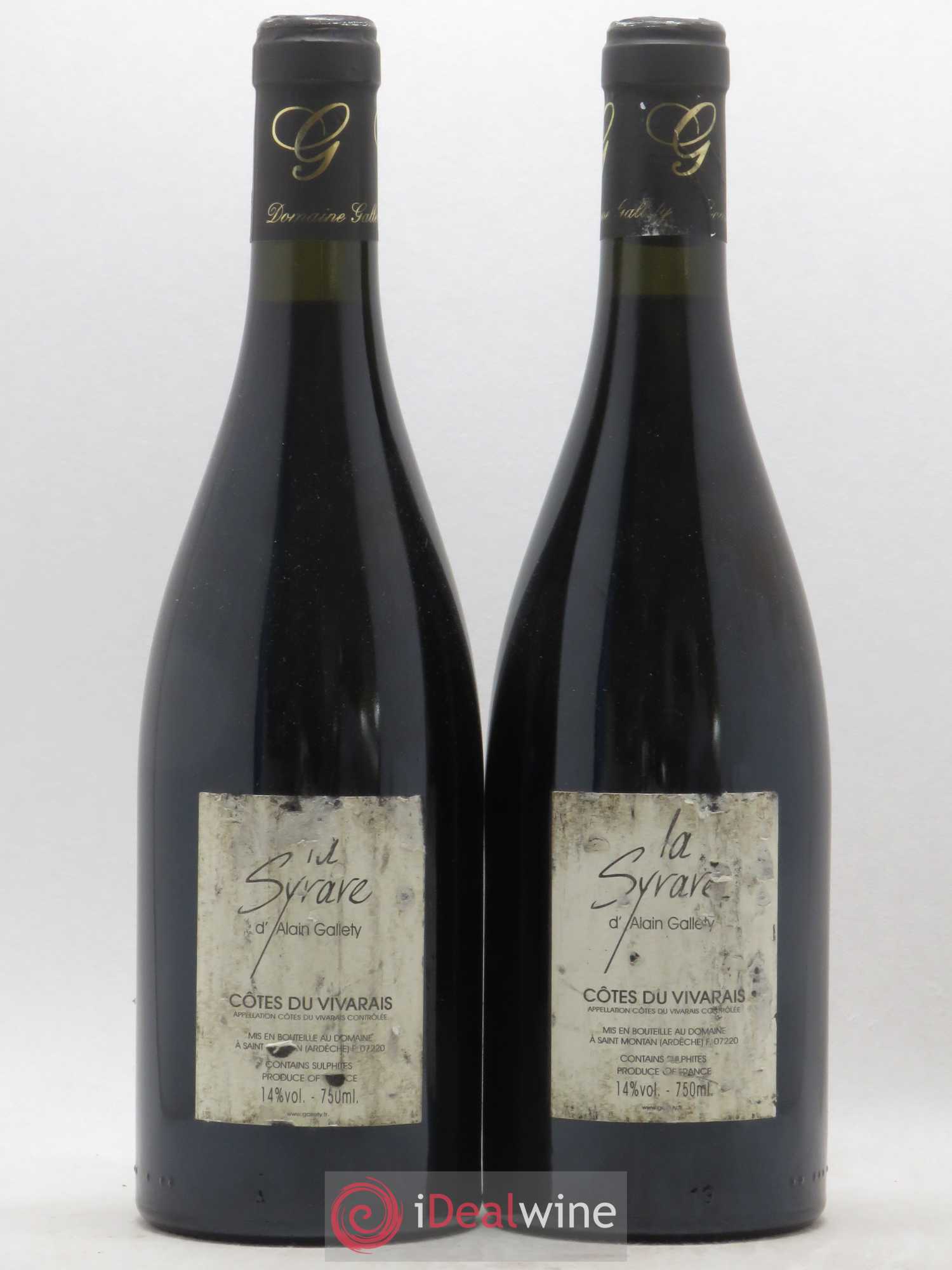 Côtes du Vivarais La Syrare Gallety (Domaine)  (sans prix de réserve) 2005 - Lot de 2 bouteilles - 1