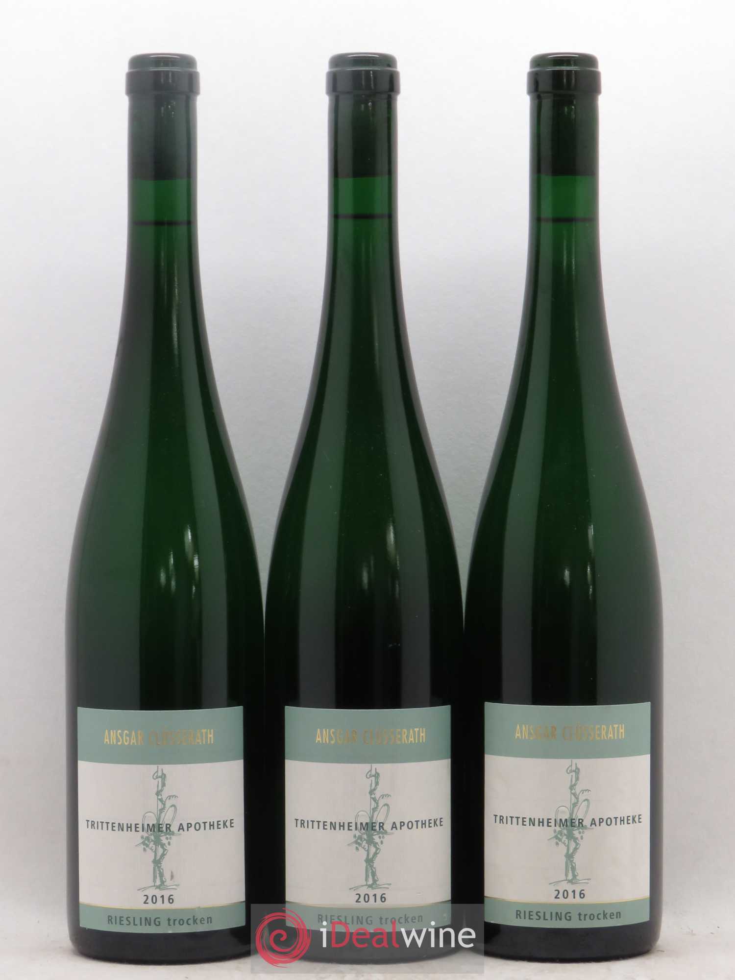 Allemagne Mosel-Saar Ansgar Clusserath Trittenheimer Apotheke Riesling Trocken (sans prix de réserve) 2016 - Posten von 3 Flaschen - 0