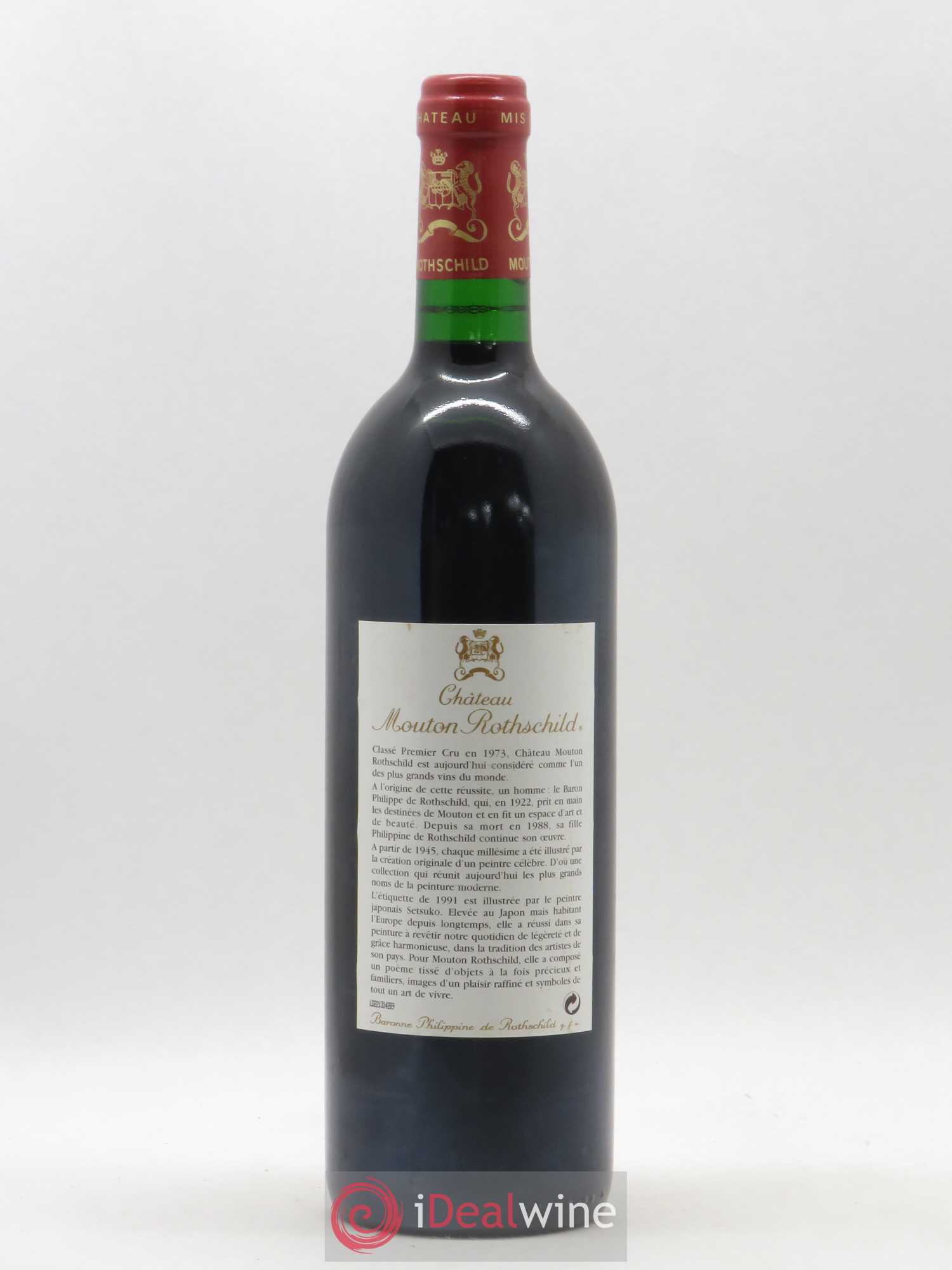 Château Mouton Rothschild 1er Grand Cru Classé 1991 - Lot de 1 bouteille - 1