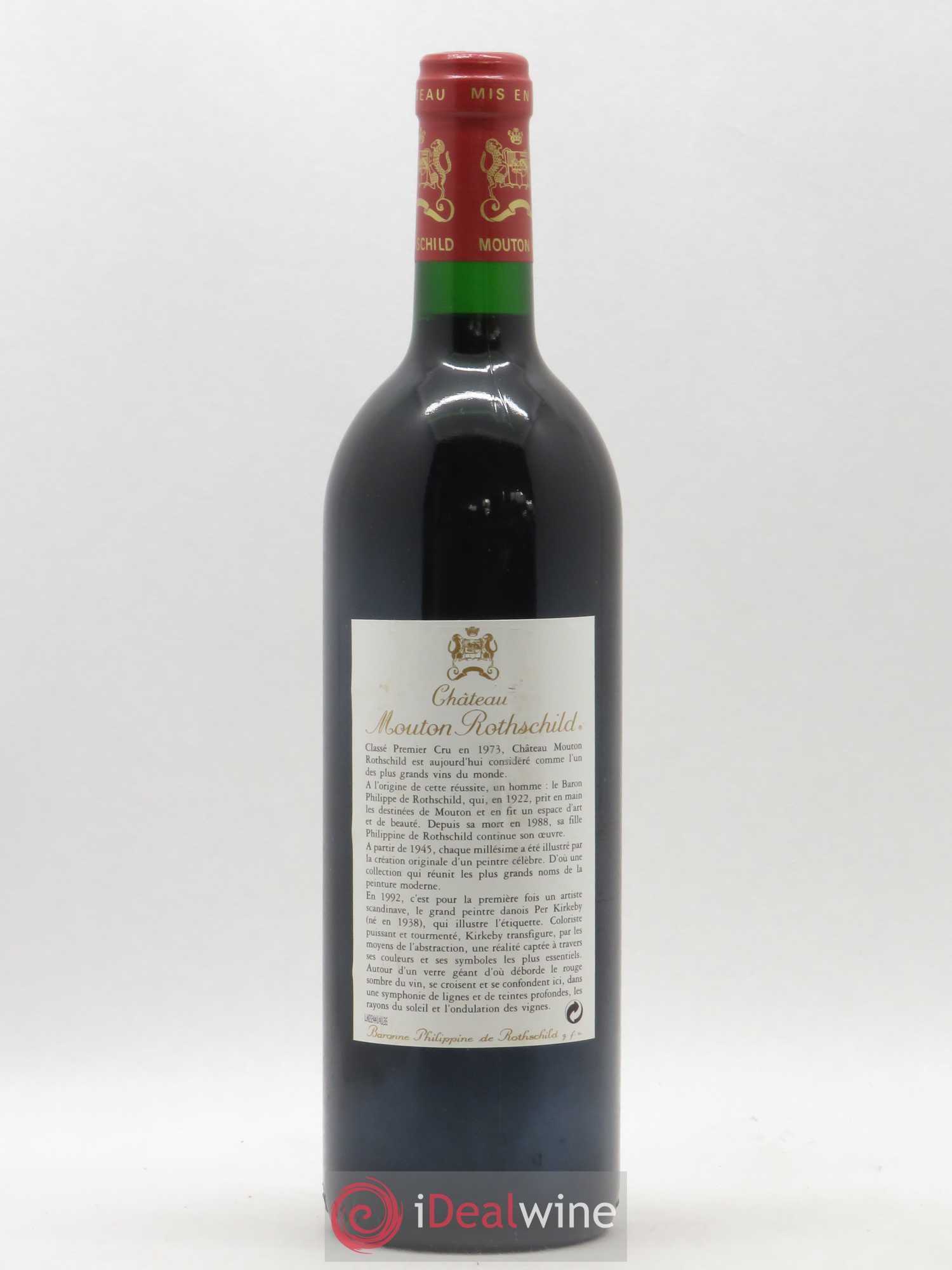 Château Mouton Rothschild 1er Grand Cru Classé 1992 - Lot de 1 bouteille - 1
