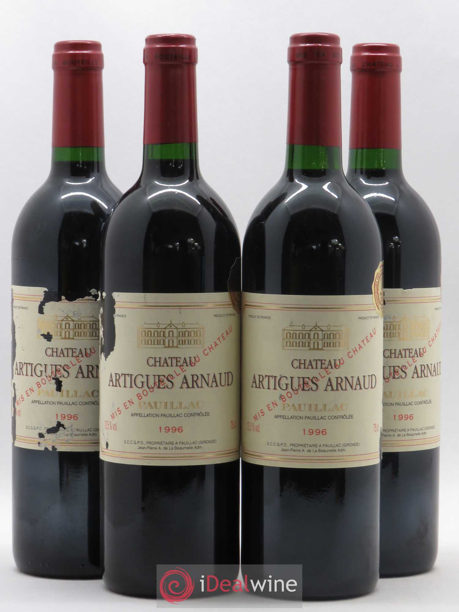Pauillac Chateau Artigues Arnaud 1996 - Lot de 4 bouteilles - 0