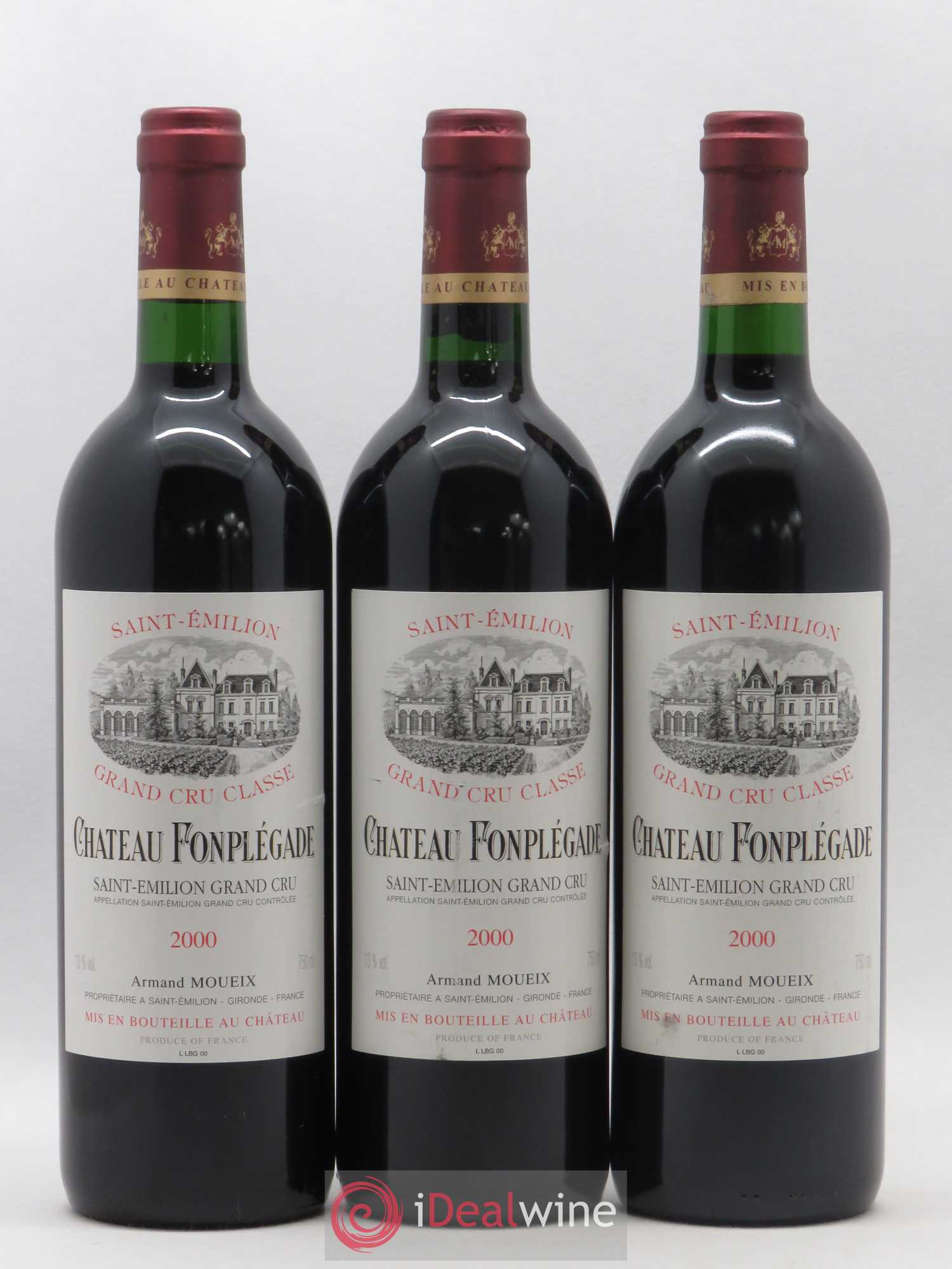 Château Fonplegade Grand Cru Classé 2000 - Lot de 3 bouteilles - 0