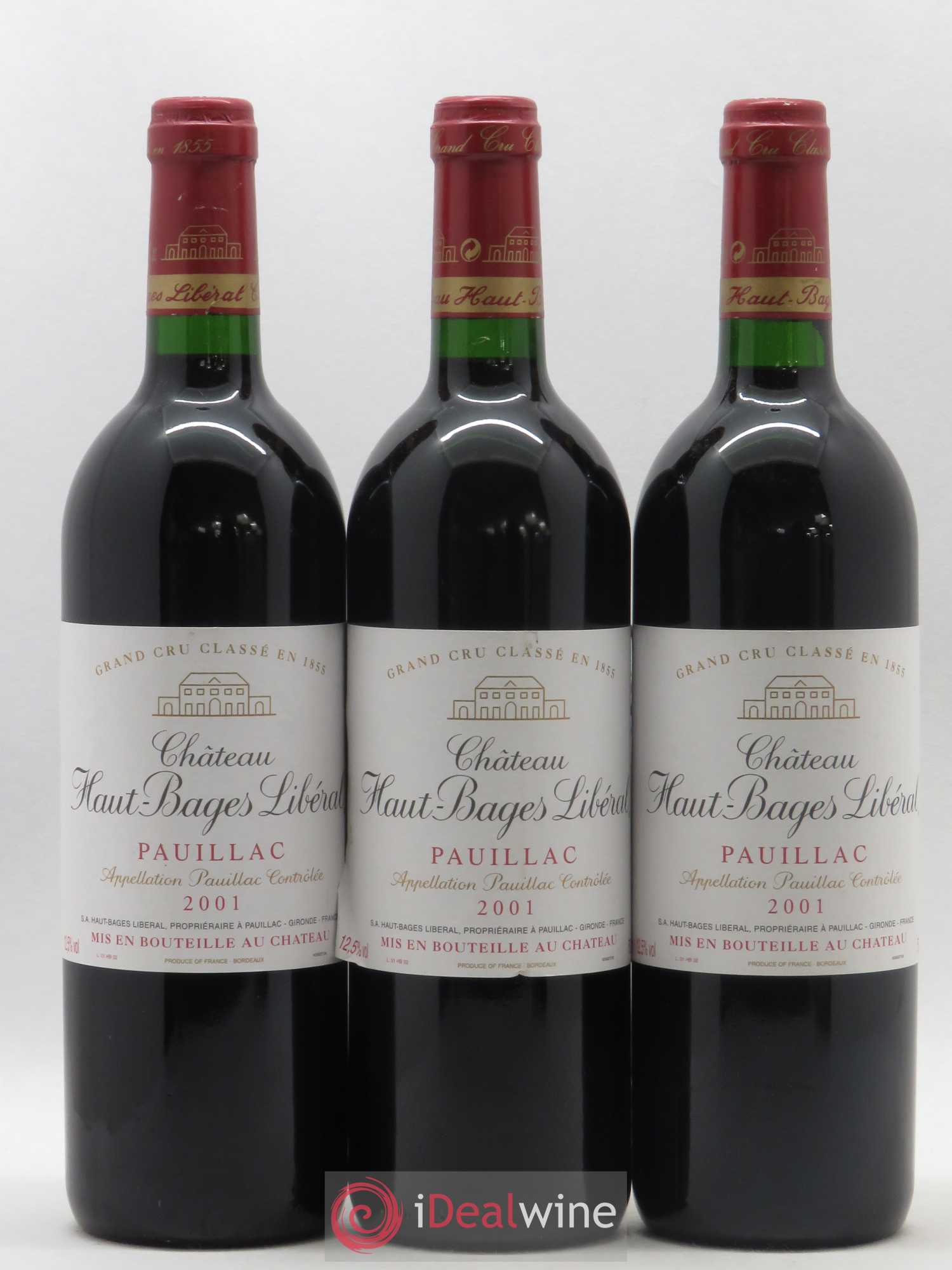 Château Haut Bages Libéral 5ème Grand Cru Classé 2001 - Lot de 3 bouteilles - 0